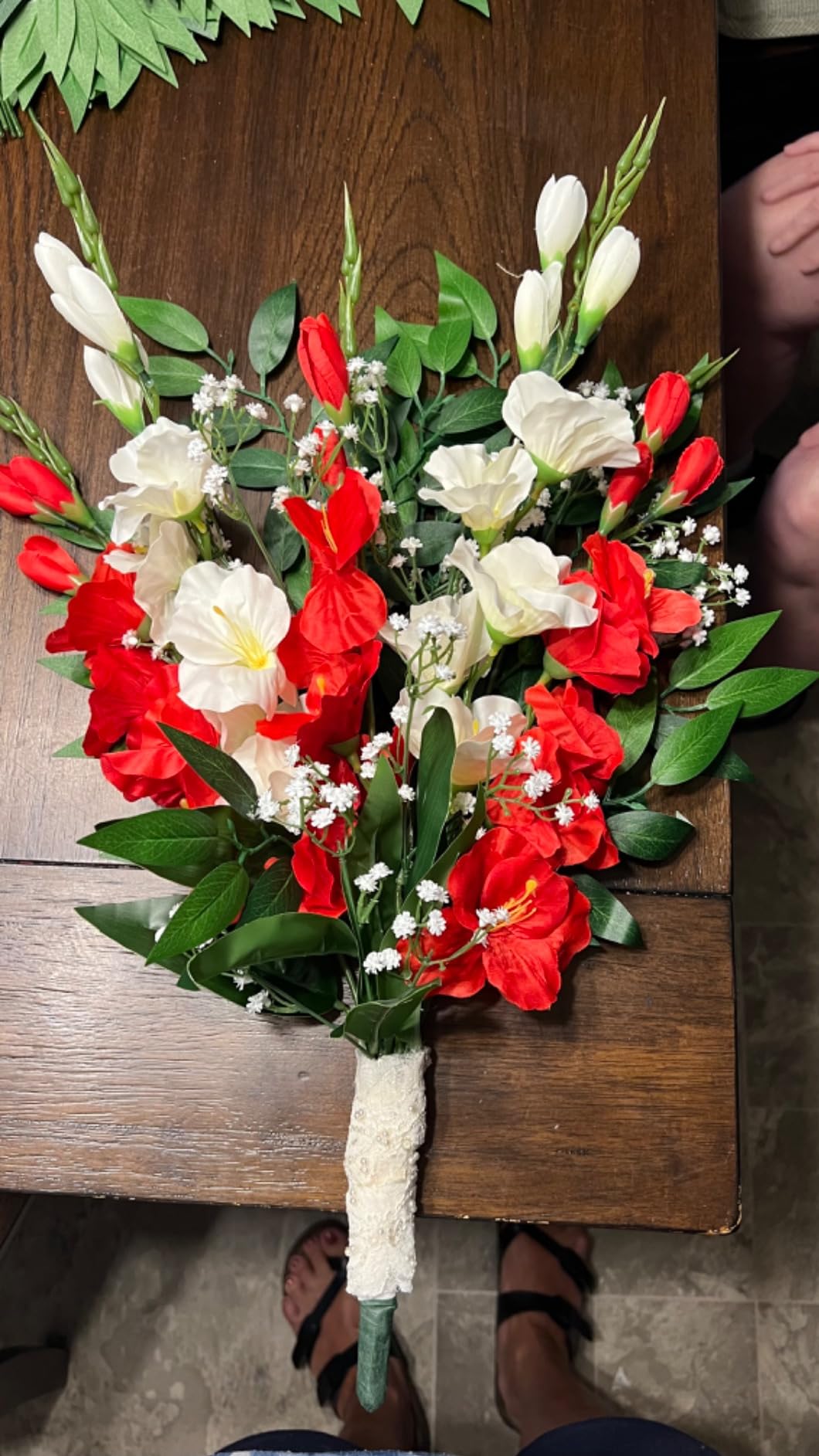 IPOPU 10PCS Red Gladiolus Artificial Flowers 30in Fake Silk Gladiolus Long Stem Flowers for Home Wedding Garden Arrangement Decoration(Red) - Customer Photo 1