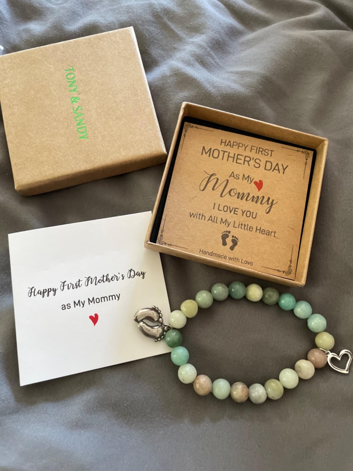 TONY & SANDY New Mom Christmas Gifts, Bead Bracelets for First Time Mom Gifts on Mother's Day, Birthday, Stocking Stuffers - Customer Photo 2