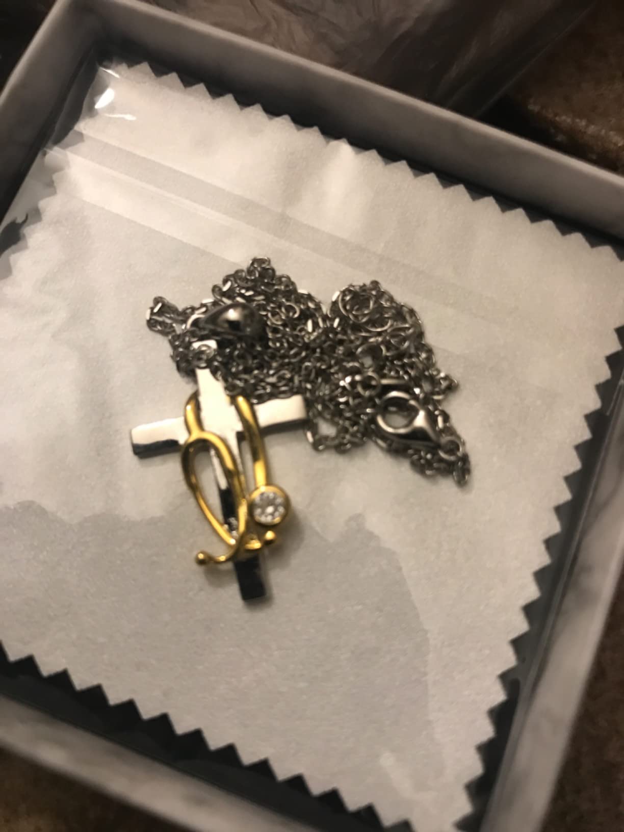 Sterling Silver Stethoscope Cross Necklace Earrings Bracelet Ring Women Medicine Pendant Jewelry Nurse Doctor Graduation Gift for Medical Student - Customer Photo 5