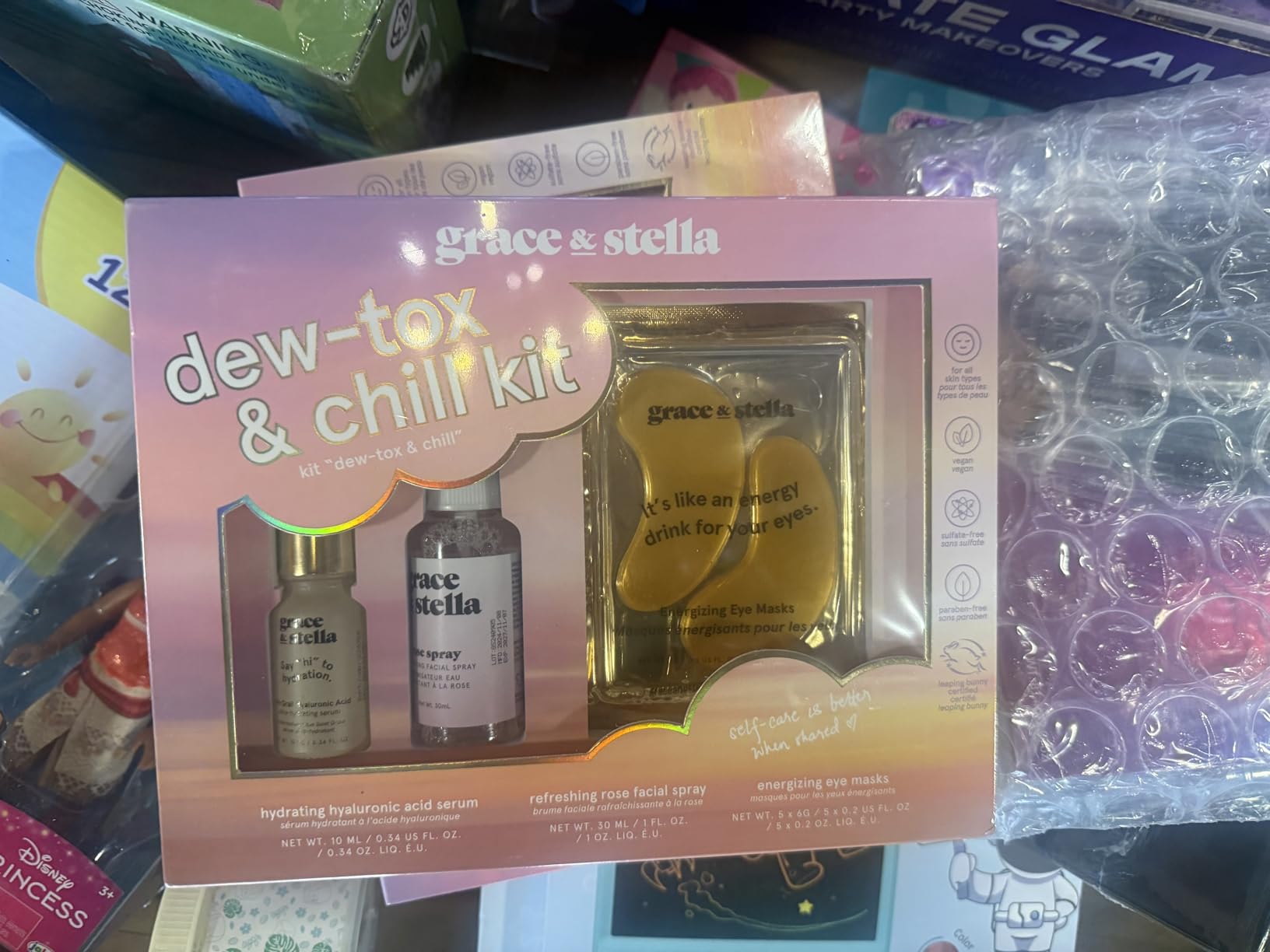 grace & stella Award Winning Skin Care Set - Stocking Stuffers for Girls, Birthday Gifts for Her, Travel Size Toiletries with Eye Masks, Hyaluronic Acid Serum, Lip Balm & More, Gift Baskets for Women - Customer Photo 1