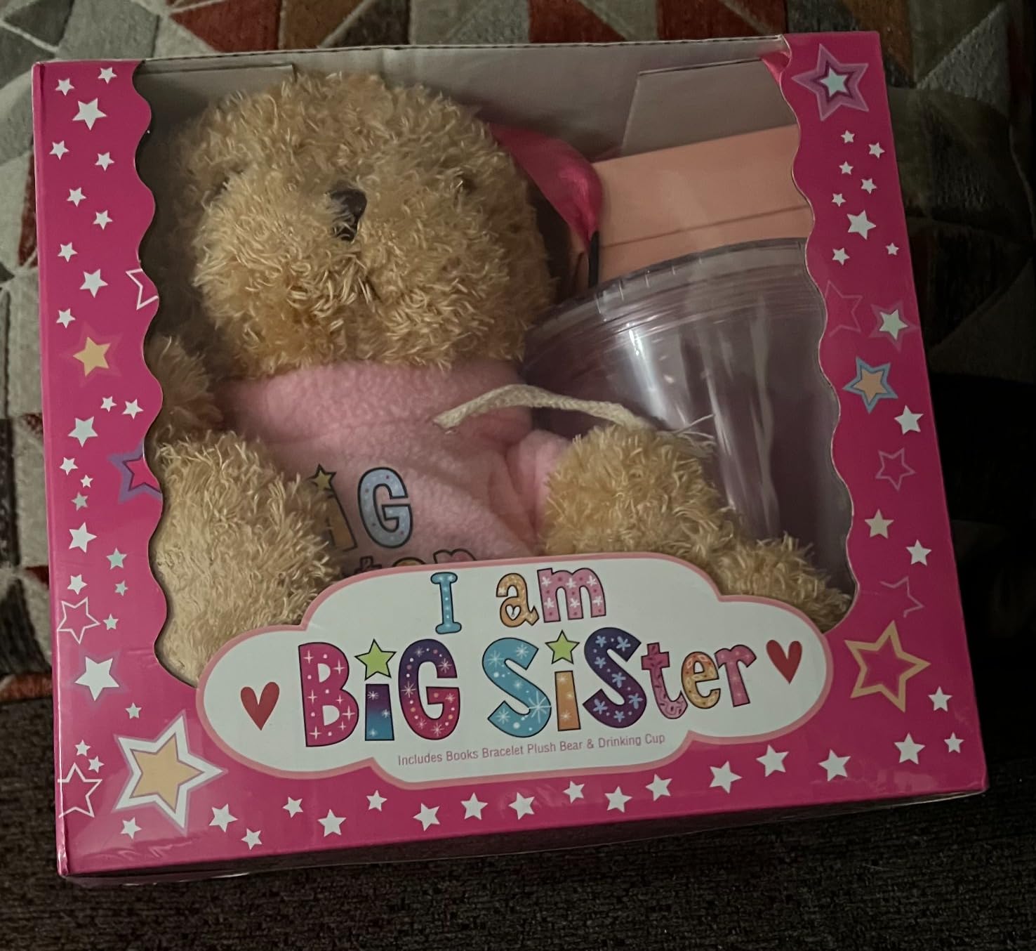 Big Sister Gifts for Girls, 6-in-1 Gift Set to Celebrate Little Girls Promoted to Sister, Ideal for Baby Shower & Hospital Visit, Includes Big Sister Book, Teddy Bear, Bracelet, Drinking Cup & Straw - Customer Photo 1