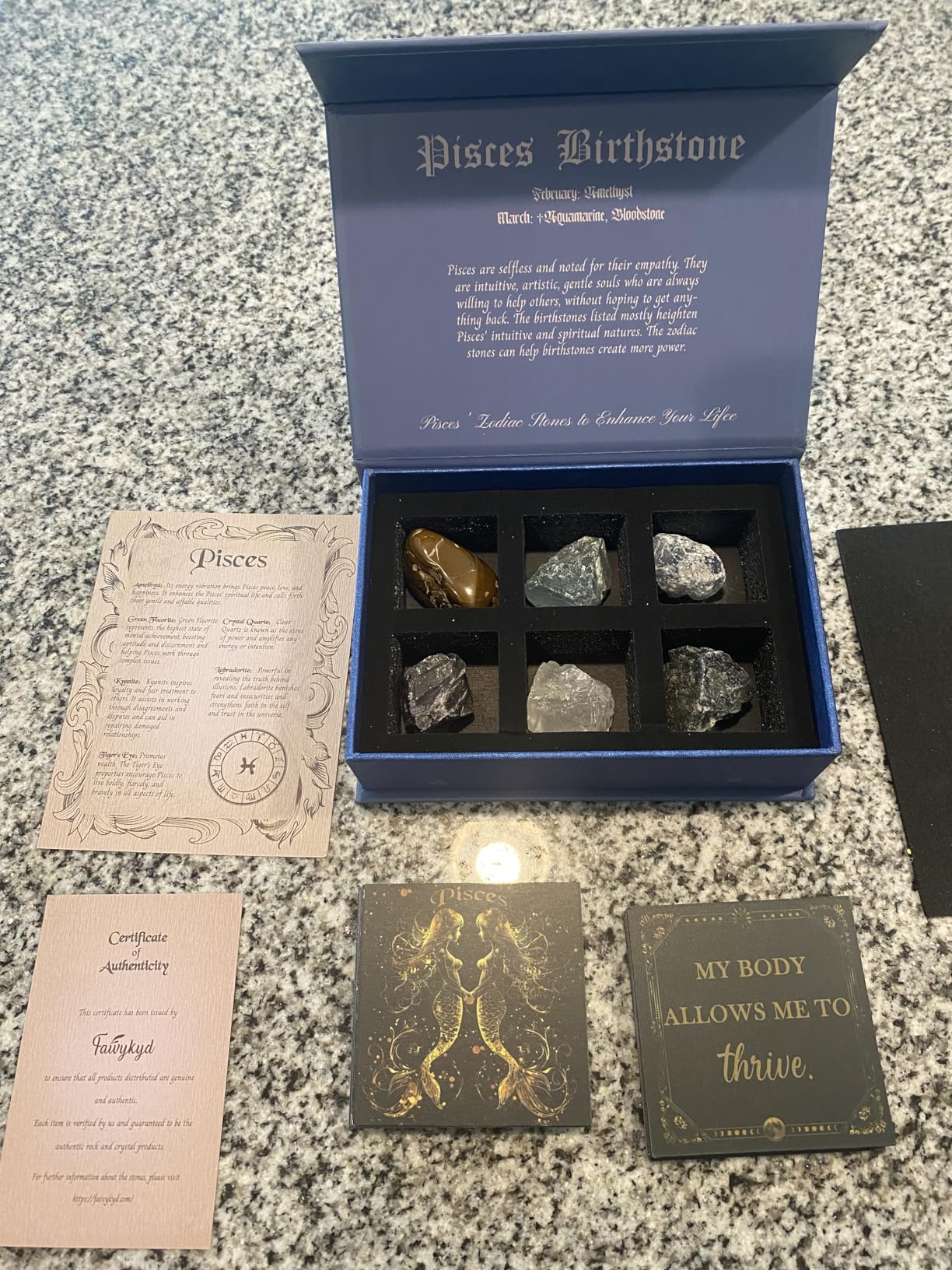 Faivykyd Libra Crystals Gift - 6 Libra Zodiac Natural Stones w/ 50 Miracle Mantras Affirmation Cards, Healing Astrology Gifts for Promoting Positive Energy, Self-Care, Love & Wealth - Customer Photo 1