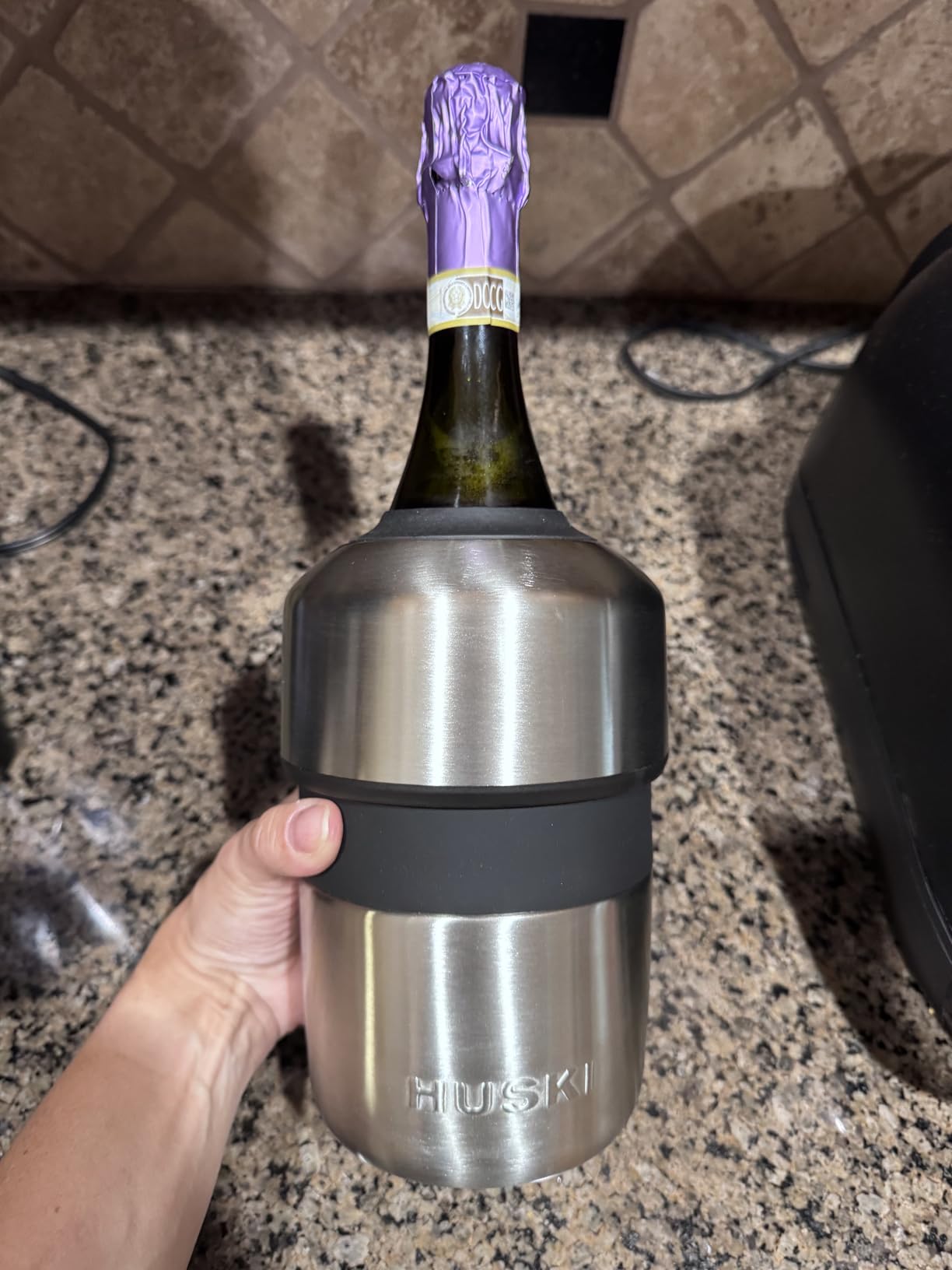 Huski Champagne Chiller | Award-Winning Iceless Design with Detachable Bottle Stopper | Keeps Wine Cold up to 6 Hours - Customer Photo 1