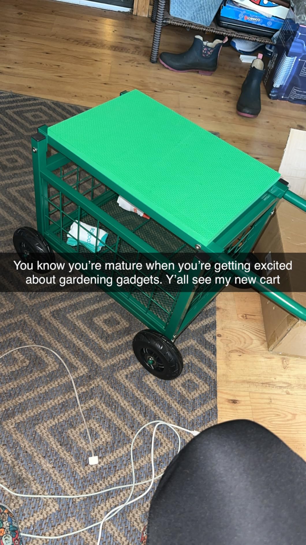 FLINTER Rolling Garden Work Seat with Wheels, Upgraded Heavy Duty Gardenning Cart with Seat - Garden Rolling Stools with Wheels for Seniors, Lawn, Patio & Backyard Gardening, Green - Customer Photo 1