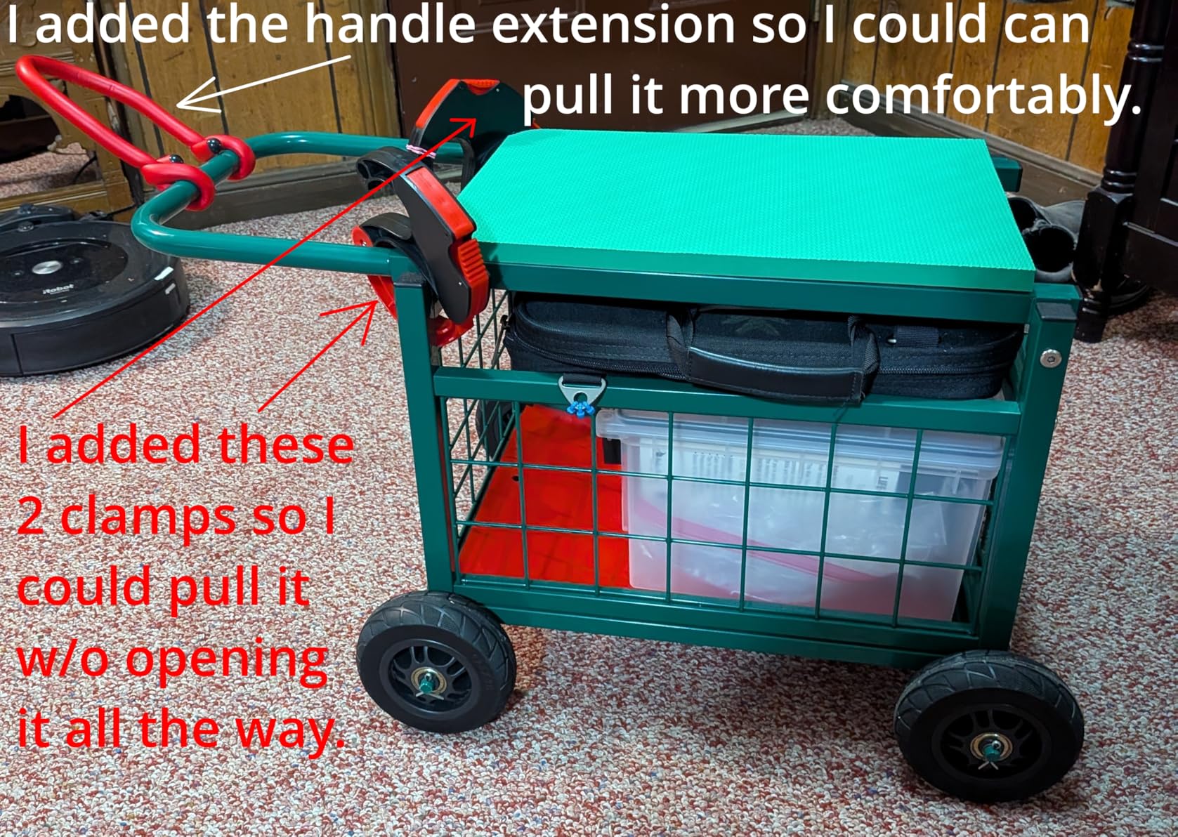 FLINTER Rolling Garden Work Seat with Wheels, Upgraded Heavy Duty Gardenning Cart with Seat - Garden Rolling Stools with Wheels for Seniors, Lawn, Patio & Backyard Gardening, Green - Customer Photo 2