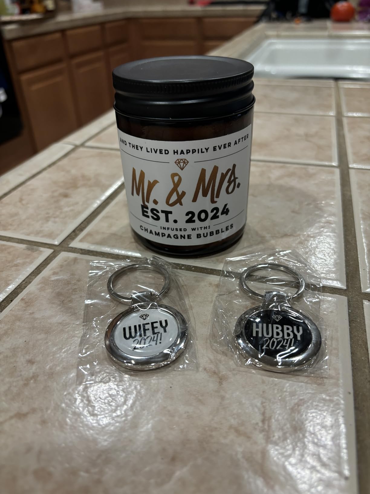 WAX & WIT Wedding Gifts for Couples 2024, Mr and Mrs Candle – Scented with Champagne Bubbles - Bridal Shower, Bride to Be, Just Married - 9oz, Soy Wax, 50 Hour Burn, Premium Candle Gifts - Customer Photo 2