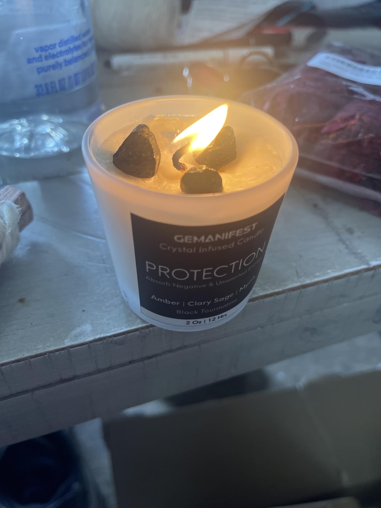 Gemanifest Fertility Crystal Candle for Women Trying to Conceive Rose Jasmine Lilac Scented Manifestation Candles with Moonstone and Rose Quartz Gifts for Women Going Through IVF or Hormone Balance - Customer Photo 1