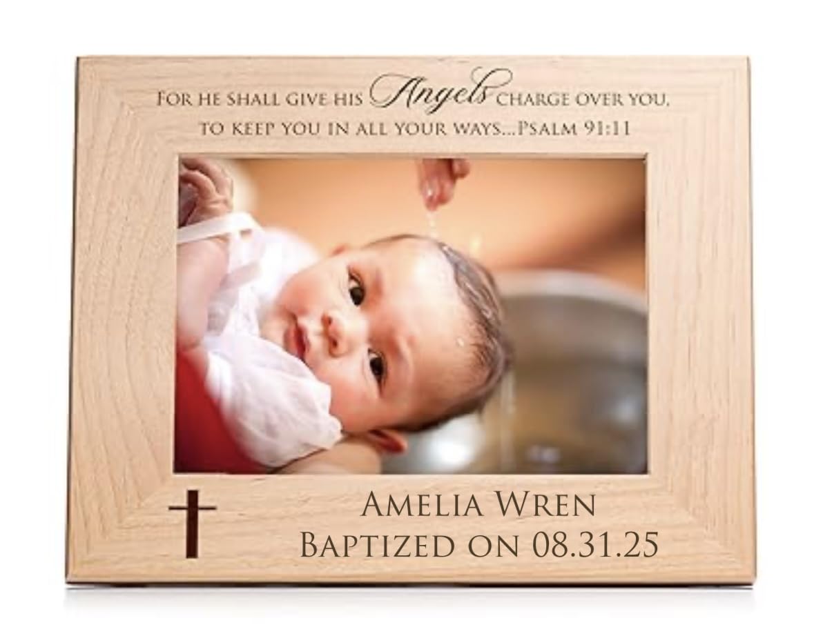 Lifetime Creations Personalized Baptism Picture Frame: Engraved Baby Baptism Gift for Boy or Girl, Bautizo Regalo, Christening Baptismal Keepsake (Holds 4x6 Inch Photo, Landscape) - Customer Photo 1
