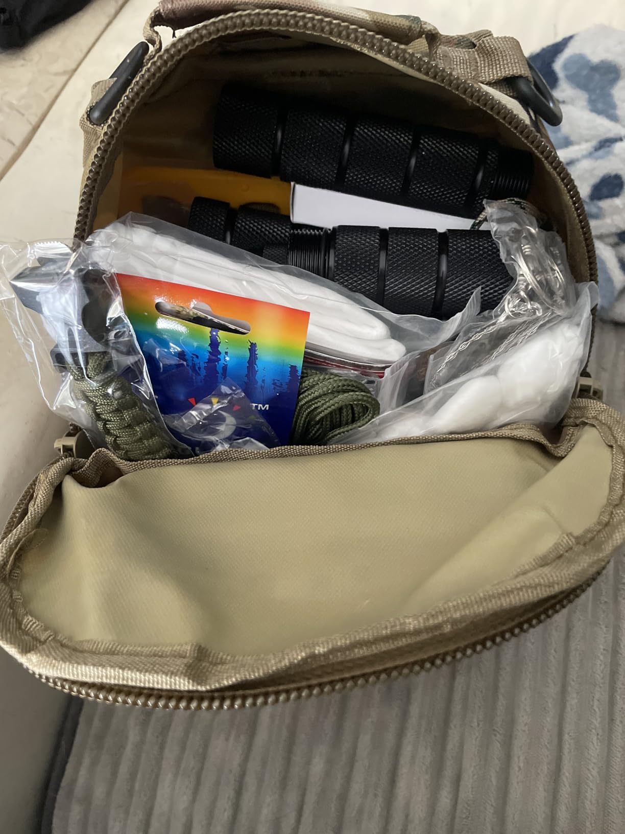 Survival Kit, 262Pcs Survival Gear and Supplies with First Aid Kit Pouch and Crossbody Bag, Emergency Kit with Tent, Camping Axe Hammer, Survival Shovel w/Pick, Bug Out Bag Gifts for Men Women - Customer Photo 2