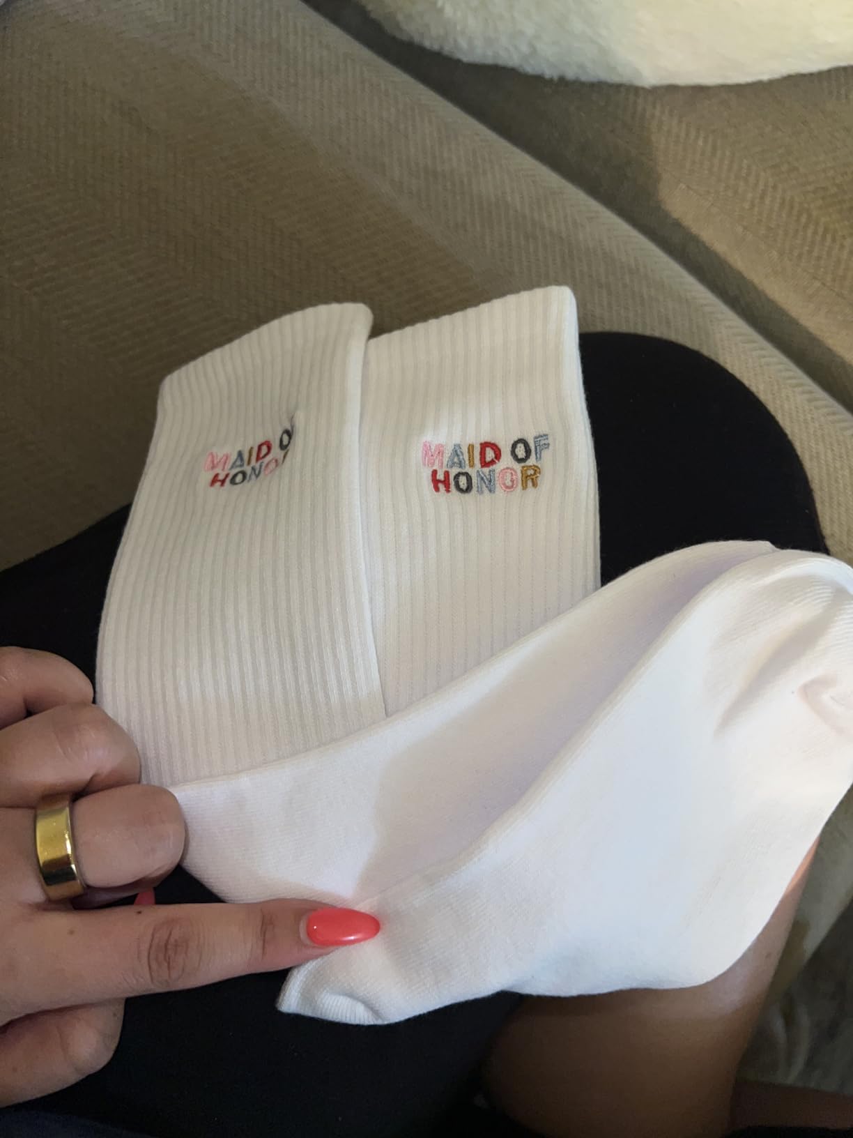 Bride Socks, Bride Gifts, Embroidered Socks For Women, 1 Pairs - Gift For Wedding, Bridal Shower. - Customer Photo 1