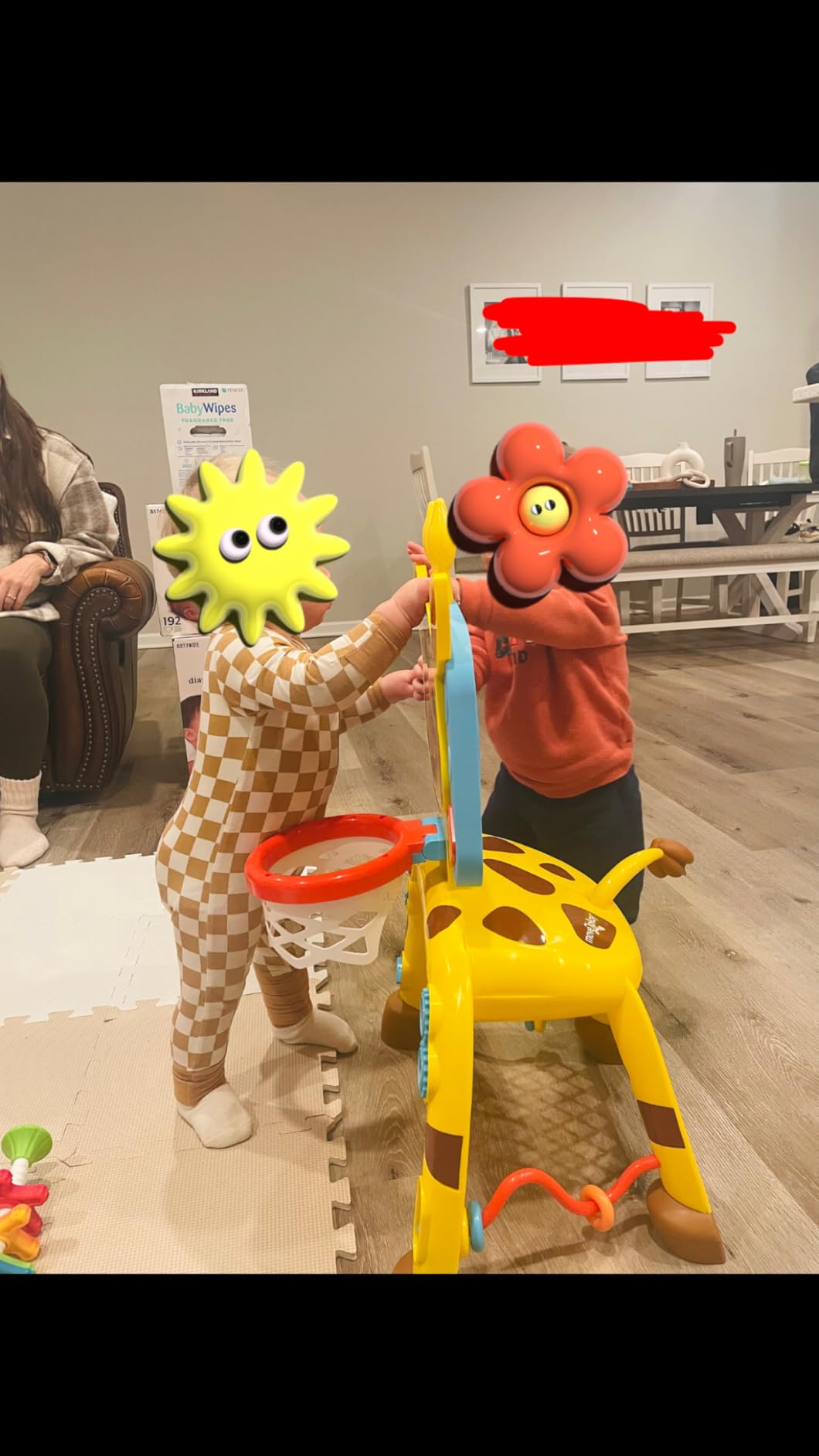 Move2Play, Giraffe Basketball Hoop & Soccer Goal Activity Center | 30+ Sounds & Lights | 1, 2, 3+ Year Old Gift & Birthday Present | 6, 12, 18, 24+ Month Toy For Baby, Toddler, Boys, & Girls - Customer Photo 4