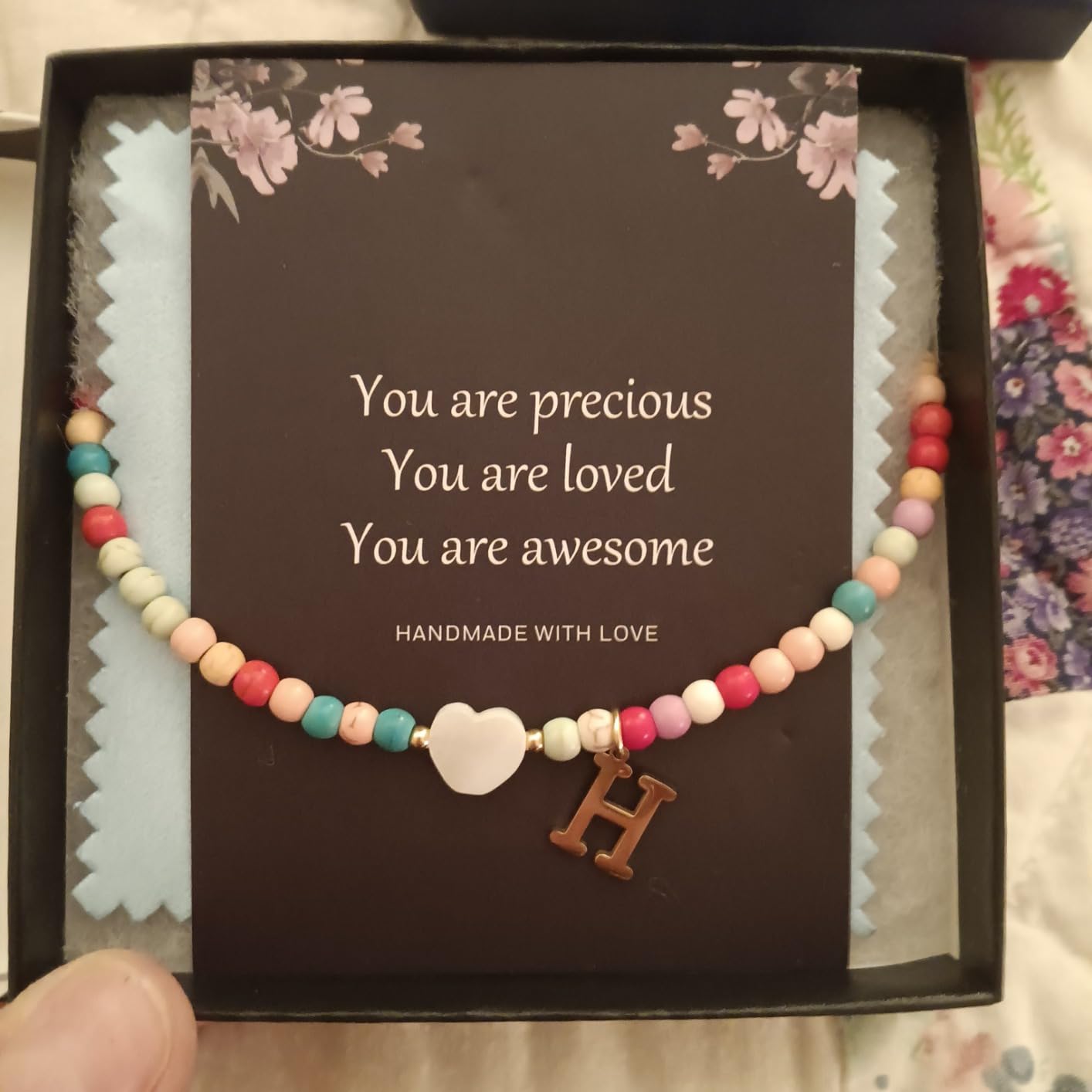 Colorful Beaded love Initial Necklaces Gifts for Girls teens Kids Gifts Personalized Birthday Gifts gifts for grandkids Necklace for Girl Jewelry - Customer Photo 1