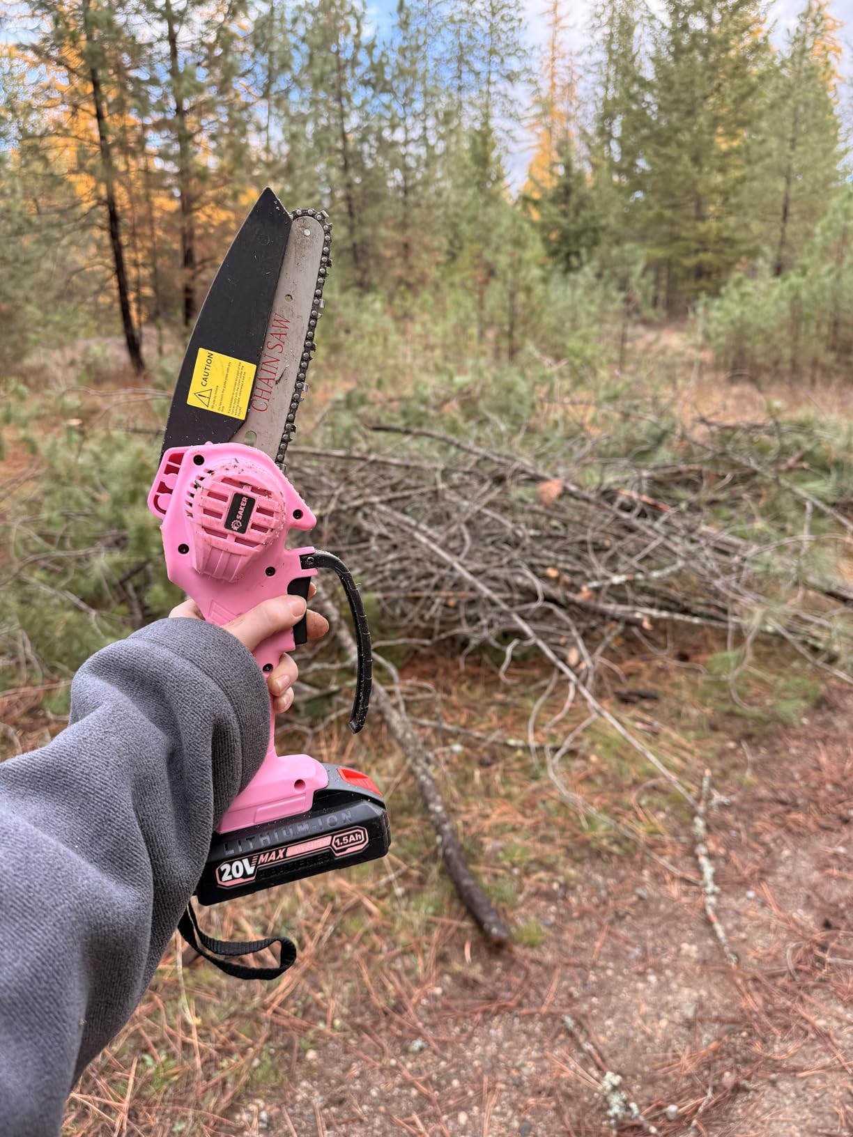 Saker Mini Chainsaw Cordless,6 Inch Chainsaw, Mini Electric Chainsaw Cordless Battery Powered,One-Hand Portable Chain Saw for Tree Trimming, Pruning&Wood Cutting,Christmas Gifts for Men Husband Father - Customer Photo 1