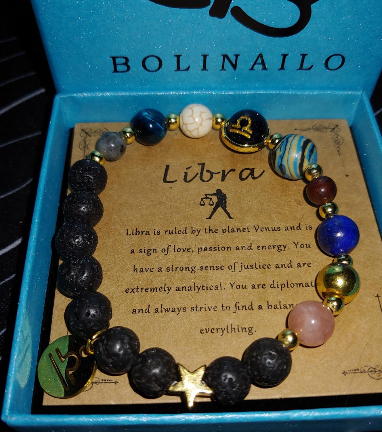 Zodiac Beaded Bracelets for Women, 12 Constellations Crystal Stone Bracelet for Birthday Zodiac Gifts, 18k Gold Constellation Charm Bracelet Jewellery - Customer Photo 3