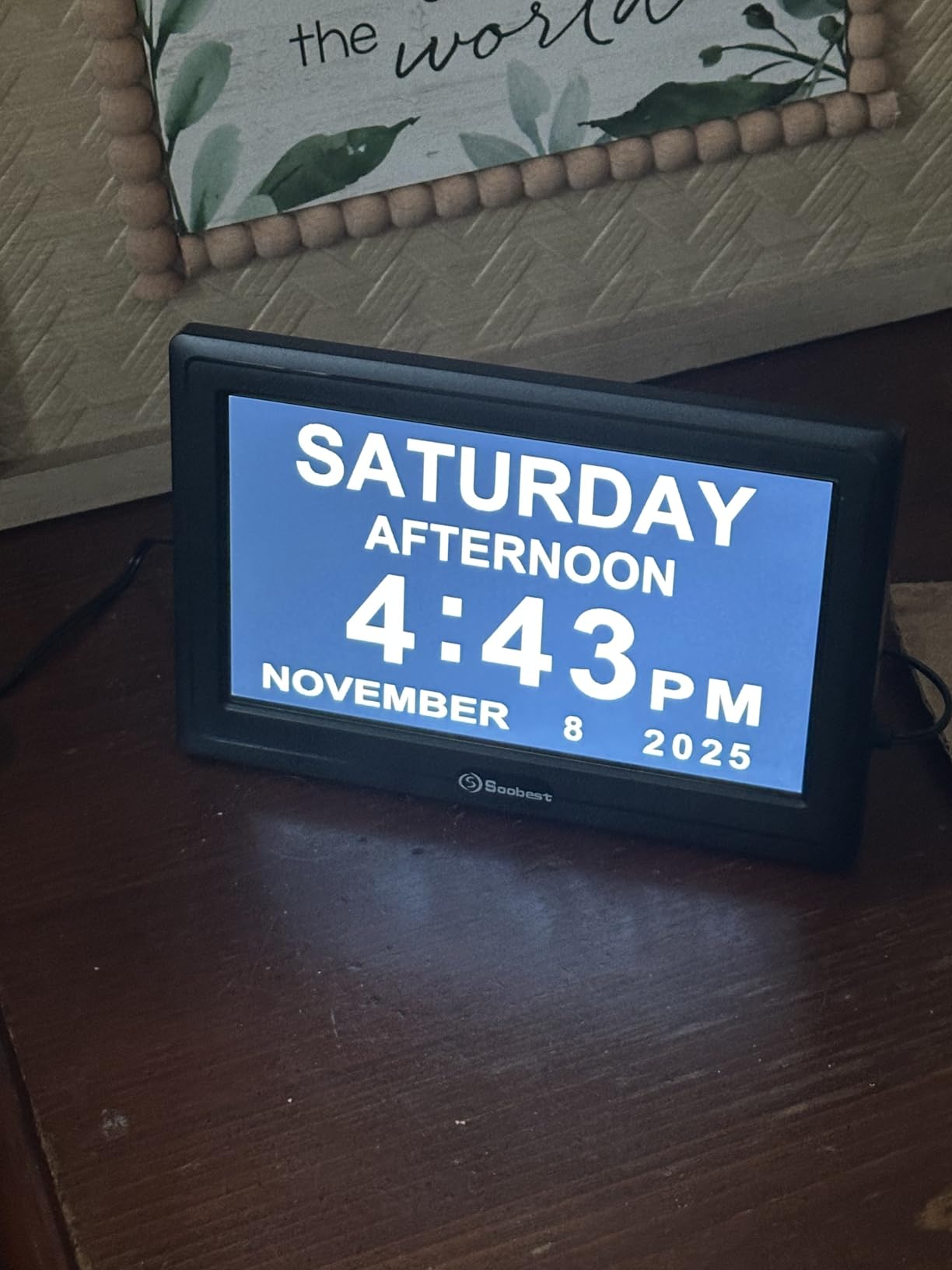 Soobest Dementia Digital Clock for Seniors Elderly, 20 Alarm Reminders 3 Ringtones for Memory Loss Alzheimers, Electric Time Date Day Large Display Calendar Clock, Auto DST, 1024 * 600P HD - Customer Photo 2