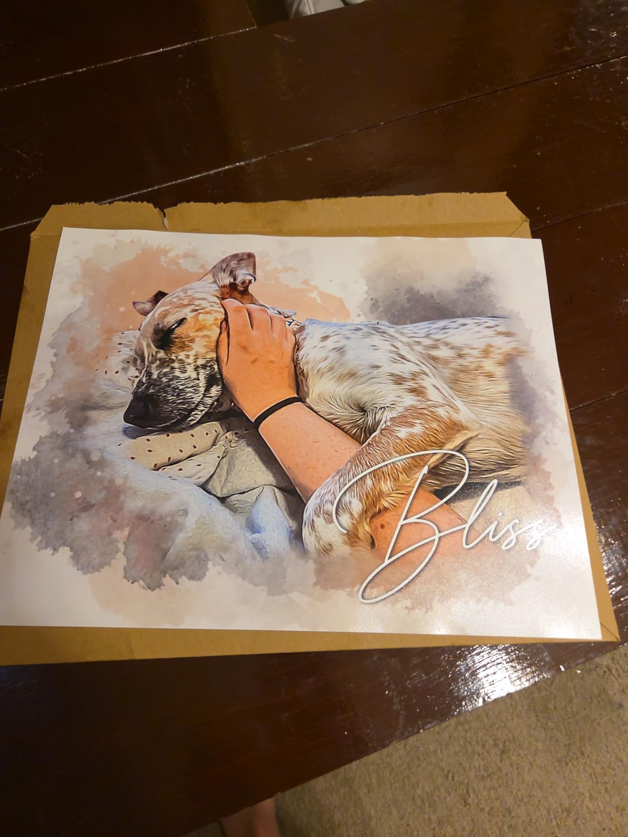 VulcanAce Custom Watercolor Painting from Photo and Text, Personalized Family Portrait Canvas Pictures, Custom Memorable Family Gifts from Son, Daughter, Dad, Mom on Birthday Fathers Day Mothers Day - Customer Photo 1