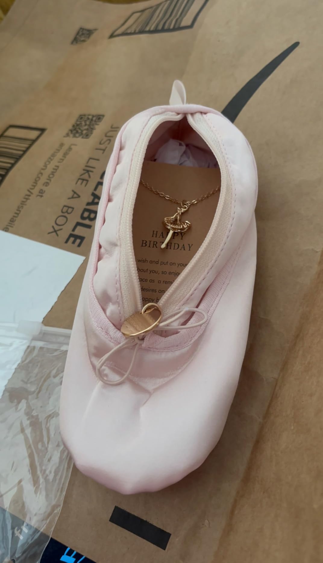 Makeup Ballet Bag, Cute Cosmetic Bag Dance Recital Gifts for Girls, Ballet Shoe Pencil Case Small Cosmetic Bag Bow Mini Dance Bag for Girls Makeup Brush Holder Travel (Pink) - Customer Photo 1