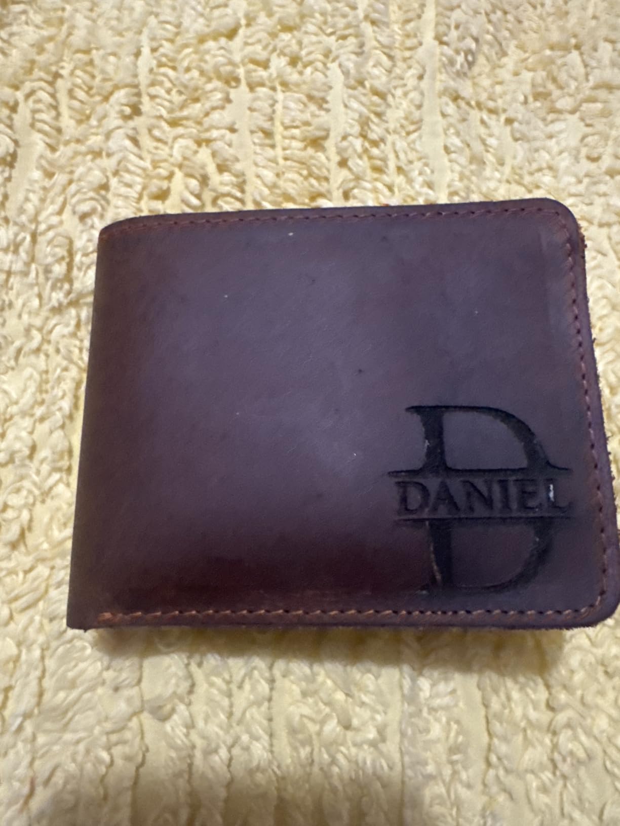 Personalized Leather Wallet for Men – Engraved Name Initial, Custom Monogram in 5 Colors & 6 Designs – Ideal Gift for Husband, Dad, Boyfriend, Wedding, Christmas, Anniversary, Birthday, Gifts for Man - Customer Photo 1