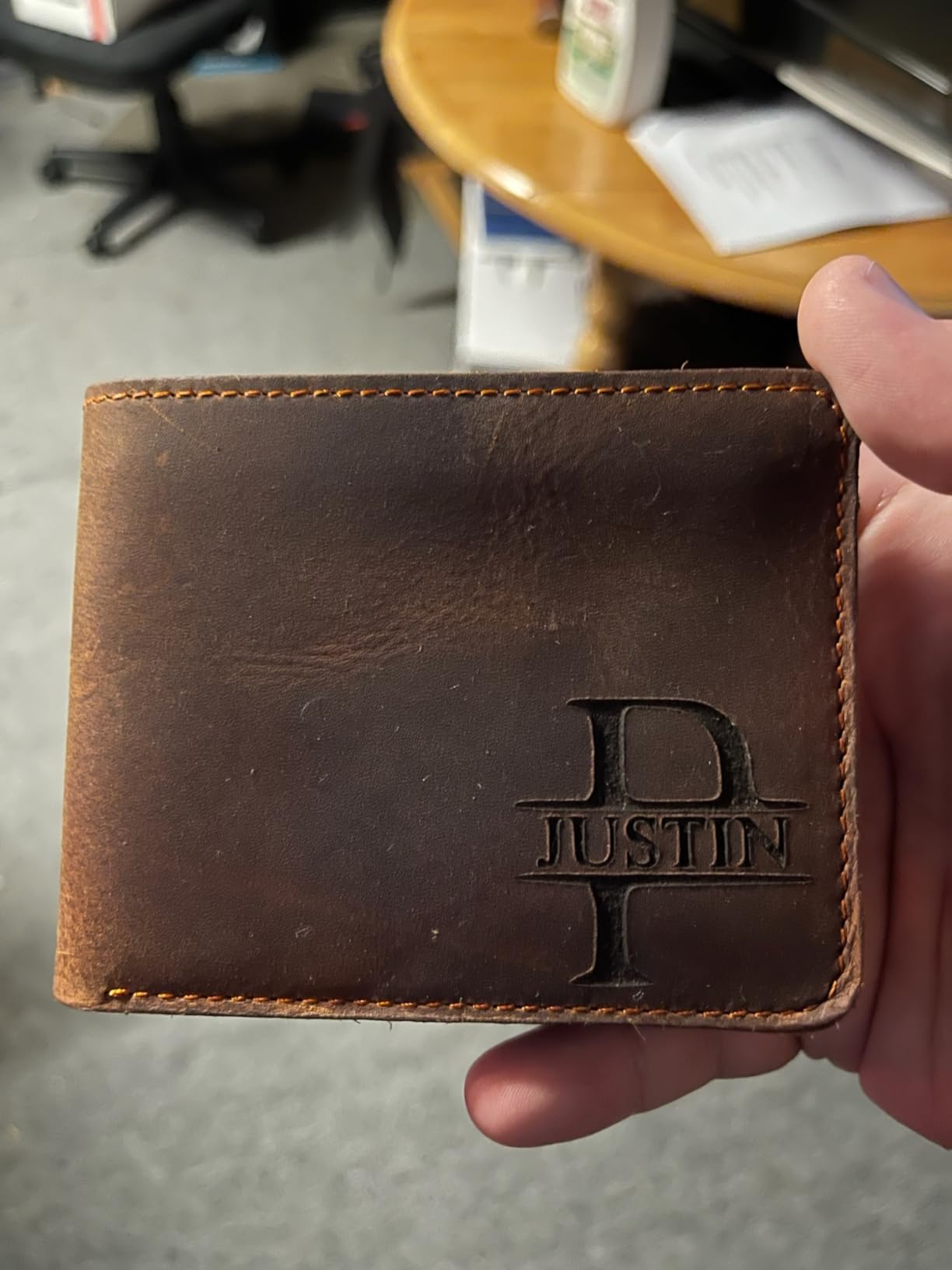 Personalized Leather Wallet for Men – Engraved Name Initial, Custom Monogram in 5 Colors & 6 Designs – Ideal Gift for Husband, Dad, Boyfriend, Wedding, Christmas, Anniversary, Birthday, Gifts for Man - Customer Photo 3