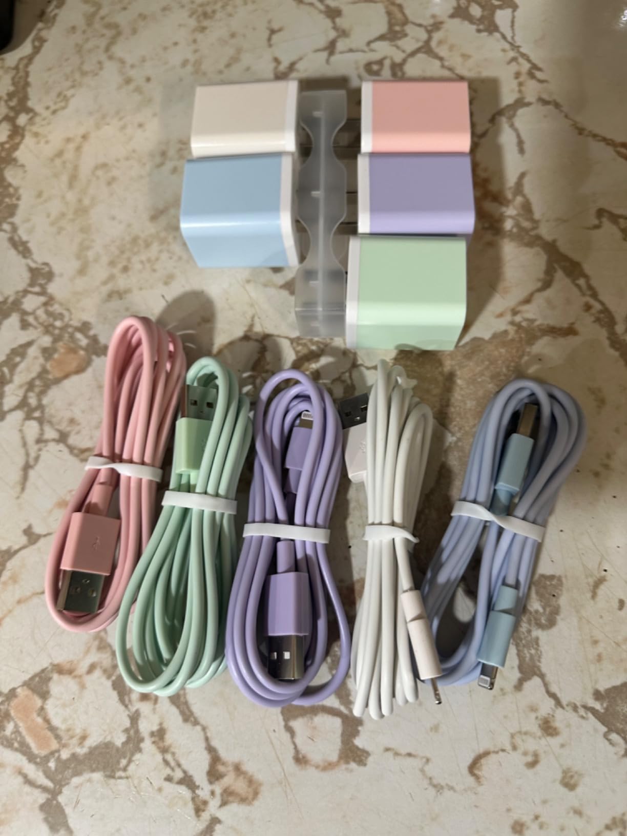 iGENJUN 5Pack iPhone Charger, Dual Port USB Wall Charger Block Adapter with Long 6FT Lightning Cable Fast Charging Data Sync Cords for iPhone 14 13 12 11 Pro Max XR XS Plus-Multicolor - Customer Photo 1