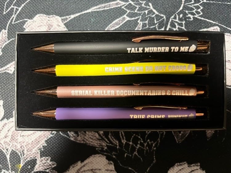 InnoBeta True Crime Gifts, Ballpoint Pen Set of 4, Gift Ideas for Crime Lovers, True Crime Podcast, Junkie, Women - Customer Photo 2