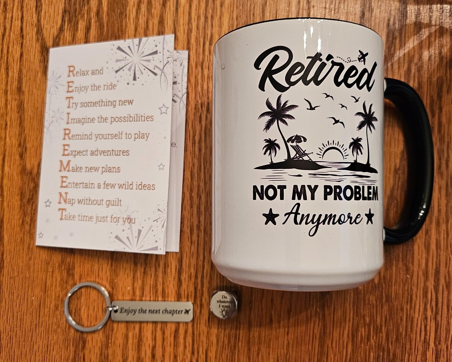 Funny Retirement Gifts for Women Men Dad Mom 2024, Happy Retirement Gifts For Friend Boss Family Teacher Nurse, Coworker Leaving Gifts, Retired Coffee Mug 15Oz, Decider Dice, Retirement Card, Keychain - Customer Photo 1