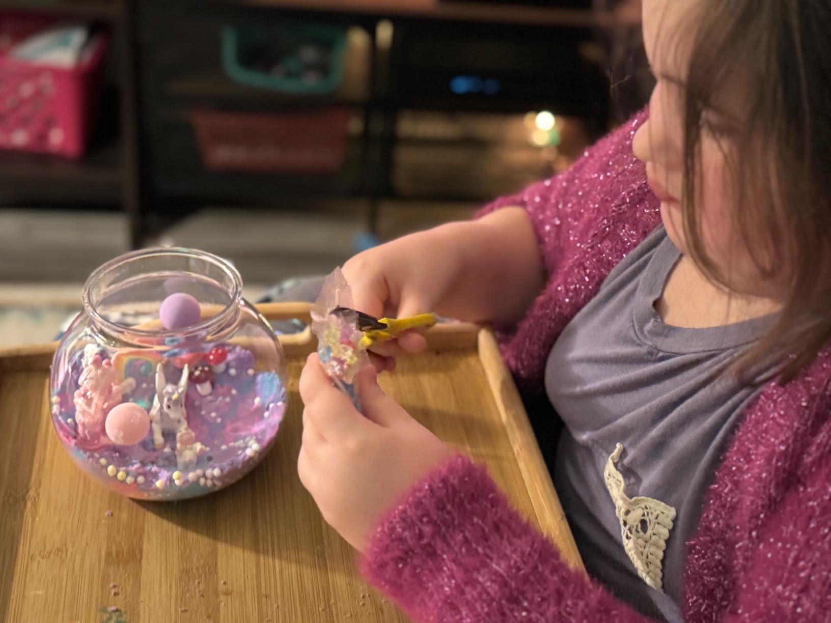 7july Mermaid Terrarium Craft Kit for Kids - LED Night Light Up & Remote Mermaid Birthday Gifts Toys for Girls Age 5 6 7 8 9 10 11 12 Year Old - Customer Photo 3