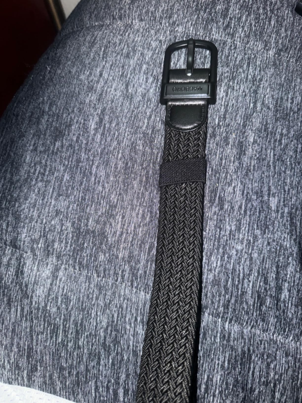 MACBORO TSA Approved Hypoallergenic Nickel Free Non Metal Belt for Men Plastic Buckle Airport Friendly Elastic Stretch Braided Web Canvas Golf Accessories - Customer Photo 1