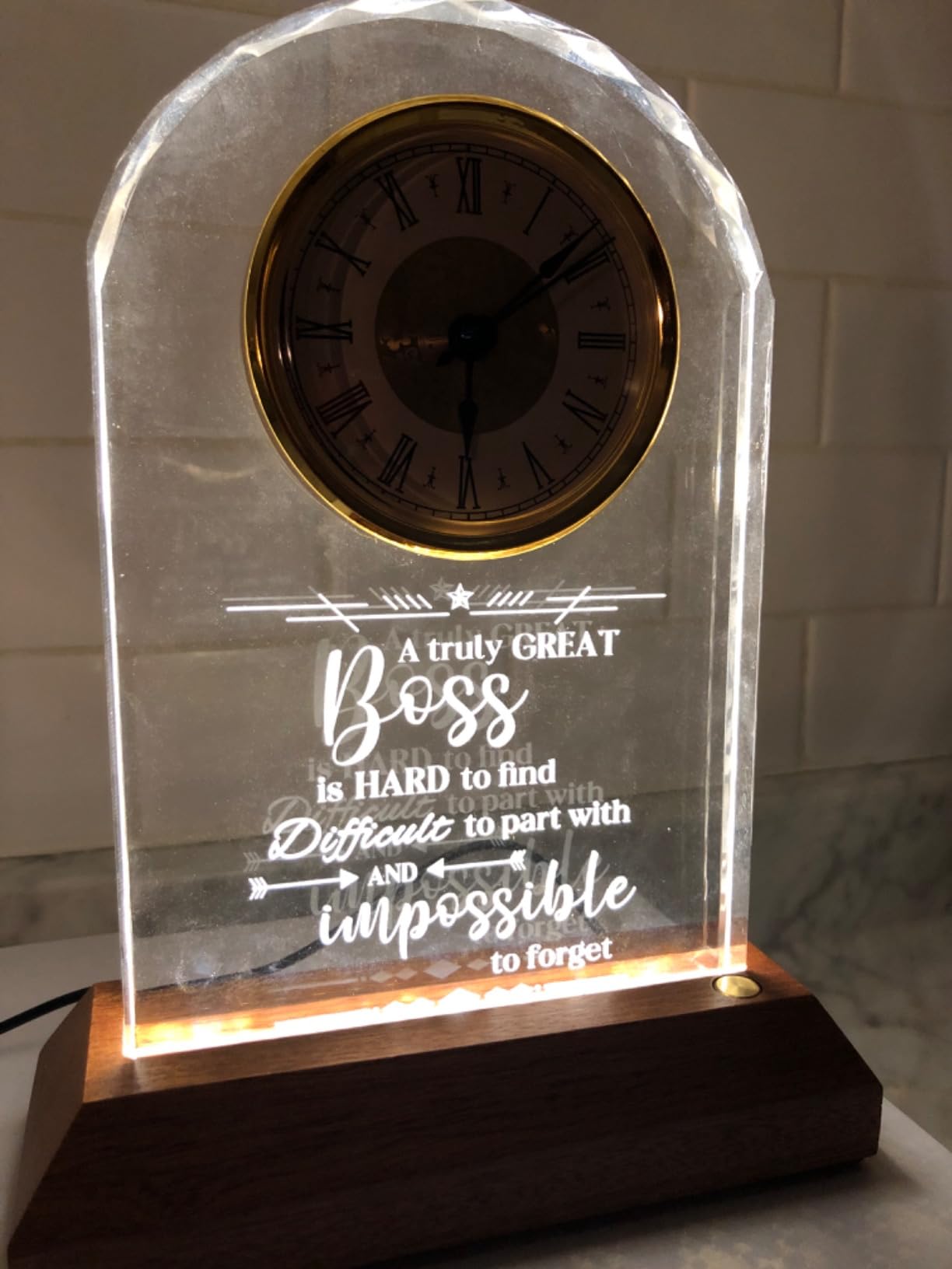 Ornalrist Boss Gifts for Men Women Crystal Clock, Gifts for Retirement Female Boss - Boss Appreciation Gift for Men, Boss's Day Gift Idea - Boss, Mentor, Leader Desk Office Home Decor - Customer Photo 1