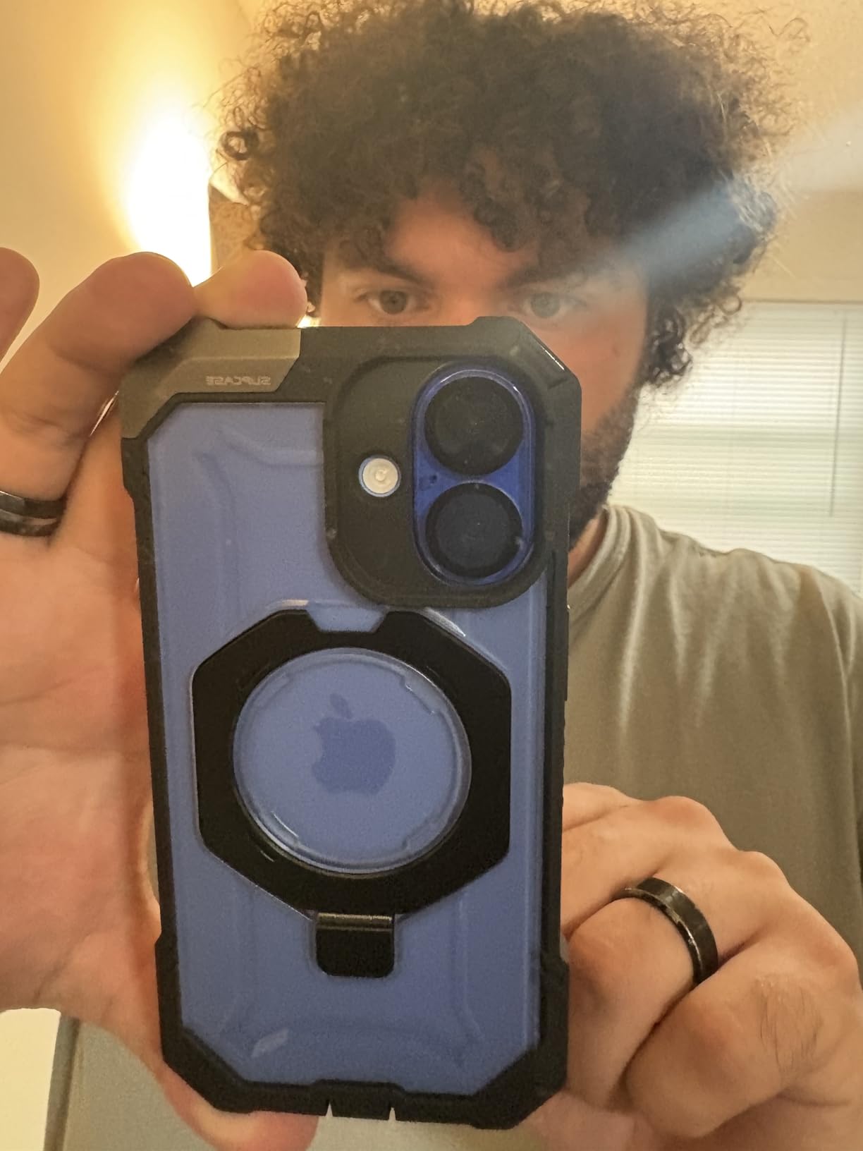 SUPCASE for iPhone 16 Case with Camera Control Capture Button (Unicorn Beetle Grip), [Compatible with MagSafe] Rugged Magnetic Stand Translucent Back Phone Case for iPhone 16 6.1'' 2024, Black - Customer Photo 1