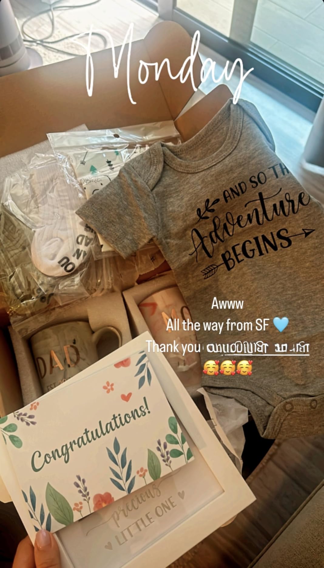 New Parents Gift Set Est 2025 Pregnancy Announcement Gifts for Couples-First Time New Mom Basket for Baby Shower Gender Reveal-Mom & Dad Mugs, Decision Coin, Baby Ultrasound Frame, Onesie, Bib, Socks - Customer Photo 2