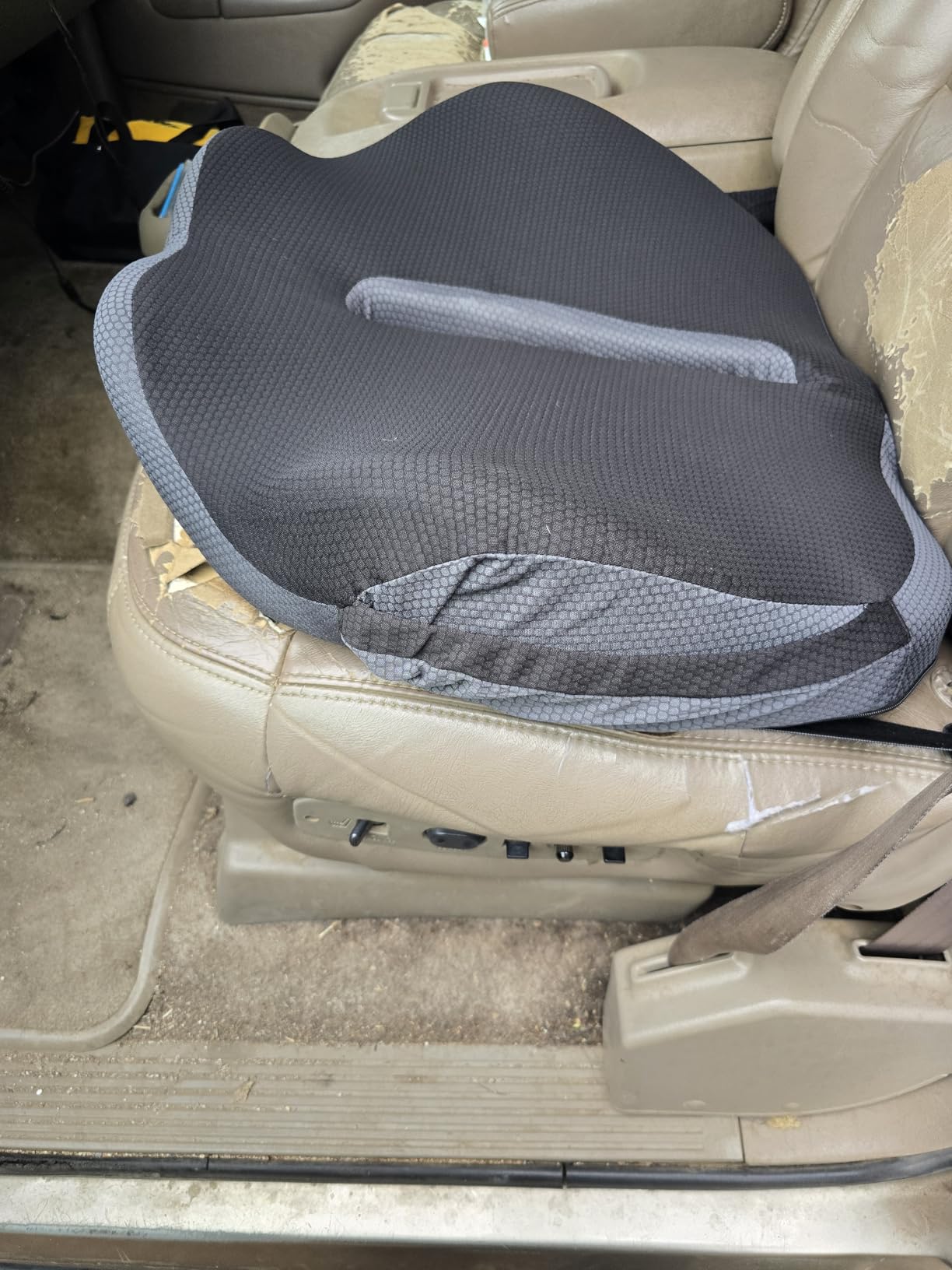 Large Truck Seat Cushion for Truck Driver Seat Cushion - Upgraded Back Support, CertiPUR-US® Certified - Thick Memory Foam, Pain Relief for Hours of Driving, Trucker Approved Big Rig - Black - Customer Photo 1