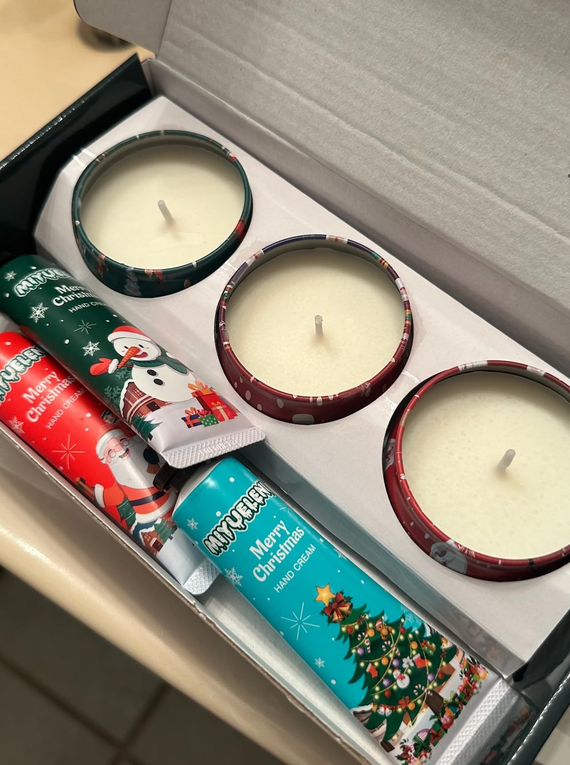 Christmas Gifts for Women,Scented Candles & Hand Cream Lotion Set, Birthday Gift Baskets for Women, Relaxing SPA Set, Personalized Stocking Stuffers for Mom Adults Coworkers Teacher Wife Nurse - Customer Photo 1