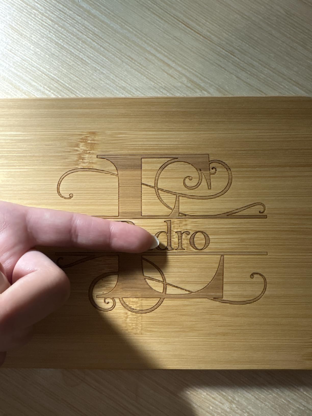 Personalized Cutting Board, Custom Engraved Bamboo Wood Cutting Boards, Customized Name and Monogram Charcuterie Board, Christmas, Housewarming Gift, Multiple Sizes, Engraved in USA by My Sign Center - Customer Photo 2