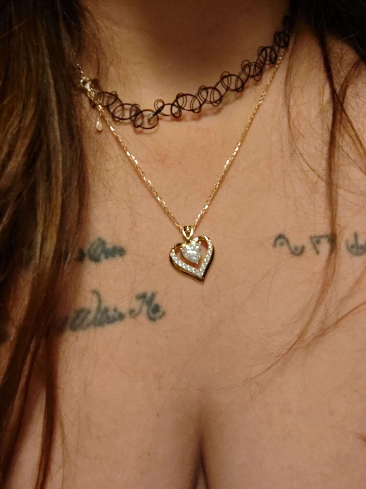 Beam & Bask 2-3 Ct Moissanite Double Heart Pendant Necklaces for Wife, 18K Gold Plated S925 Silver Jewelry for Women Girlfriend Mom Her on Anniversary Birthday - Customer Photo 1