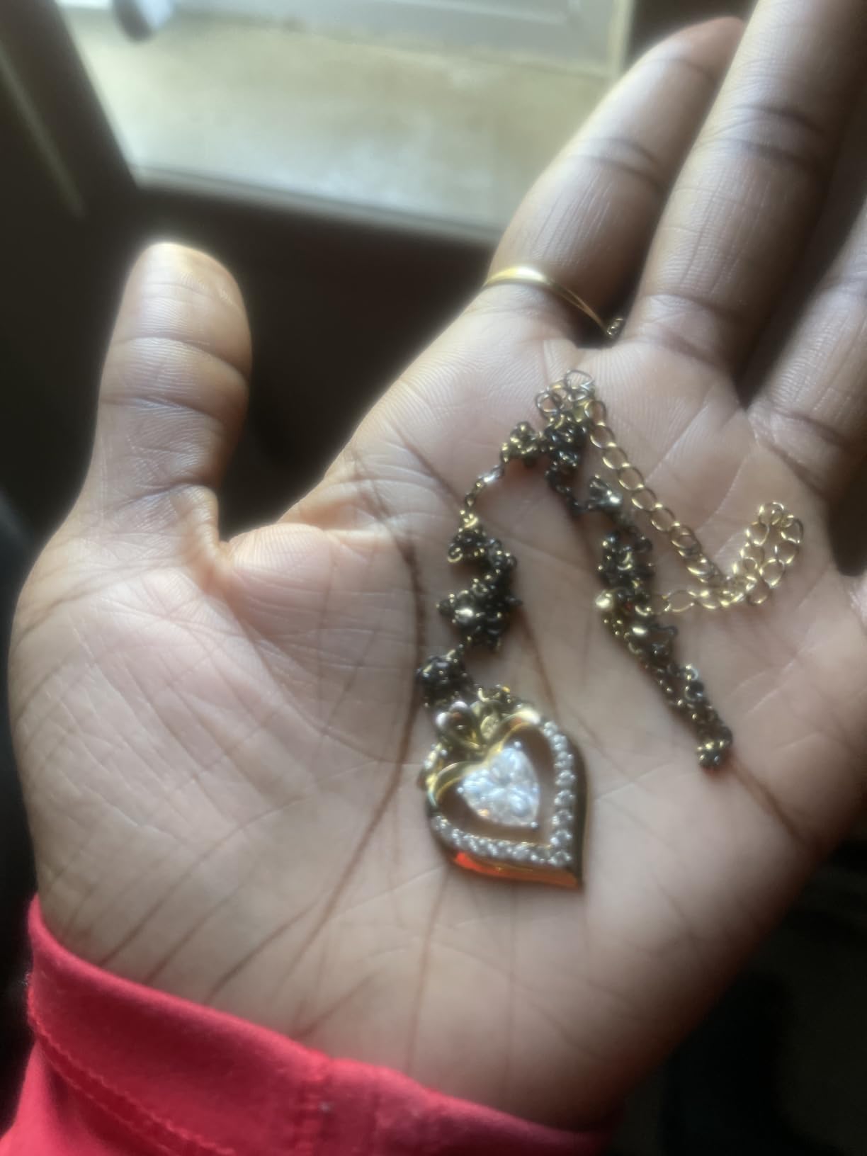 Beam & Bask 2-3 Ct Moissanite Double Heart Pendant Necklaces for Wife, 18K Gold Plated S925 Silver Jewelry for Women Girlfriend Mom Her on Anniversary Birthday - Customer Photo 2