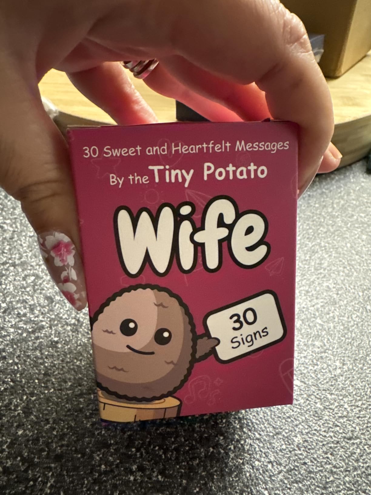 Romantic Gift for Women - Crochet Potato with 30 Cute Messages - Funny Gift for Her Birthday, Couples Anniversary Cards, Christmas Stocking Stuffers | Positive Crochet Present for Girlfriend or Wife - Customer Photo 1