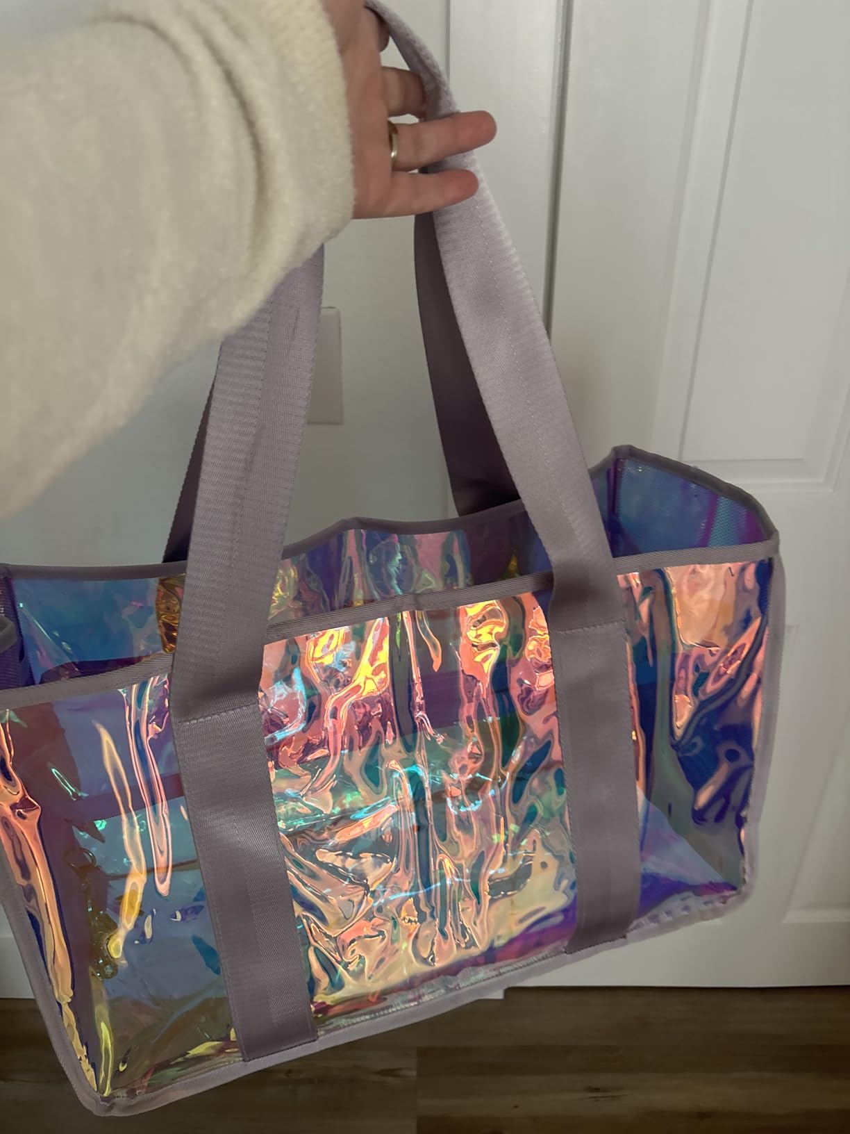 Iridescent Clear Beach Bag for Women, Large Pool Tote Cruise Vacation Essentials - Waterproof, Zipper Closure Customer Review Iridescent Clear Beach Bag for Women, Large Pool Tote Cruise Vacation Essentials - Waterproof, Zipper Closure - Customer Photo 1