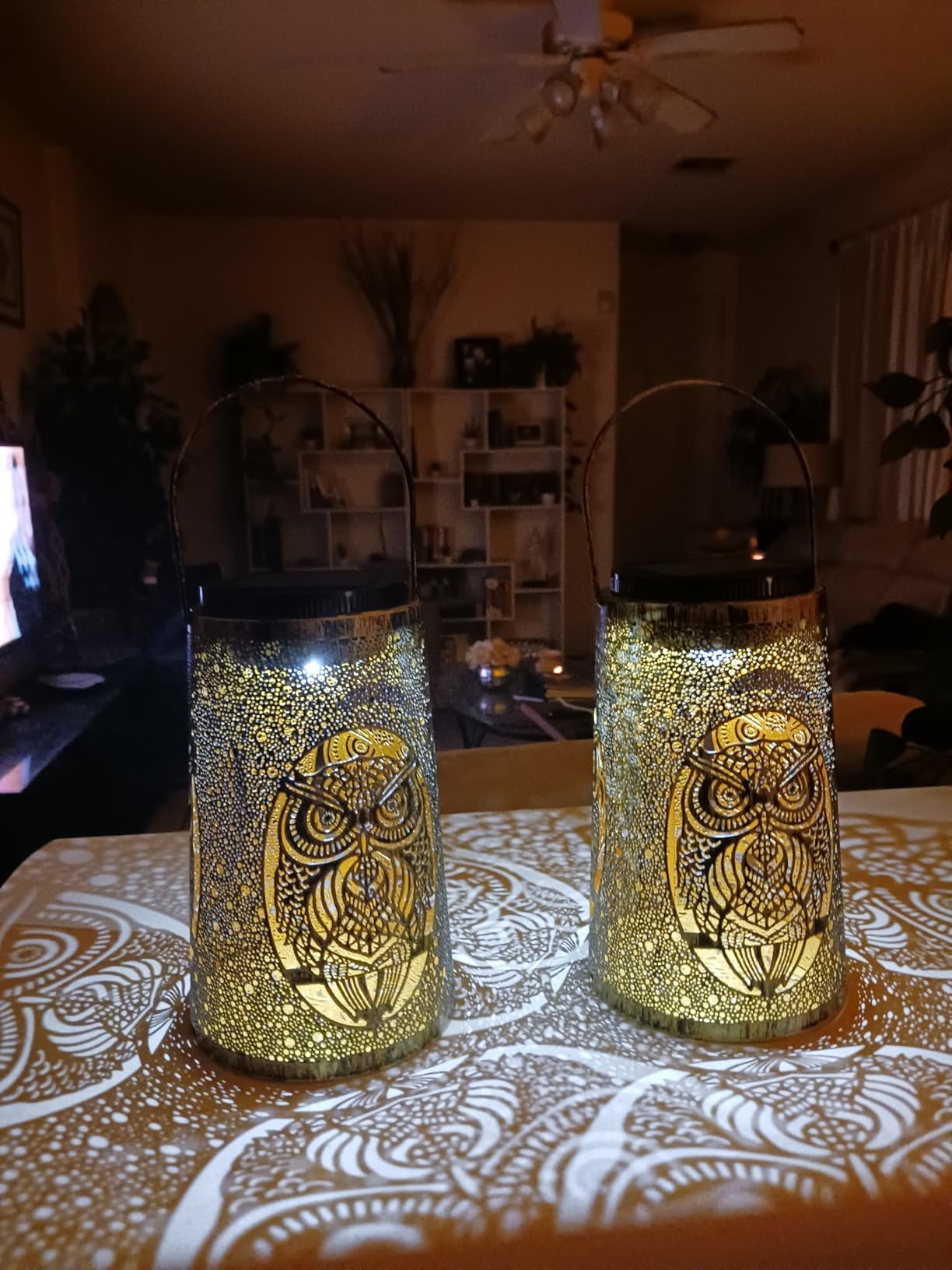 2 Pack Solar Lantern Outdoor, Owl Hanging Lantern Waterproof - Customer Photo 1
