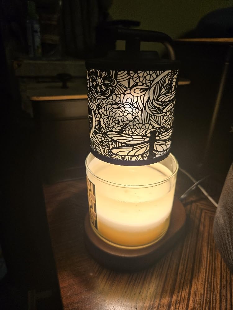 Candle Warmer Lamp with Timer, Electric Candle Lamp Warmer Birthday for Mom Women Home Bedroom Decor Wax Melt Warmer for Scented Wax with Jar Candles (Dragonfly) - Customer Photo 2