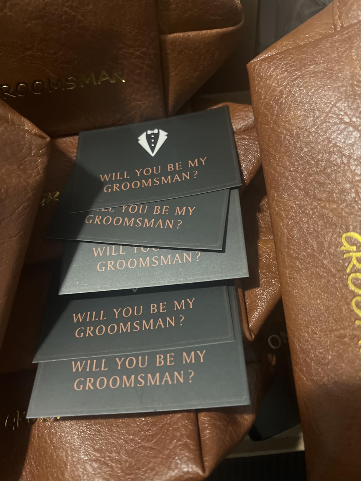 60Pcs Groomsmen Gifts Set of 6, Groomsmen Proposal Box with Flasks Sunglasses PU Leather Toiletry Bag Bottle Opener for Wedding Groomsman Best Man Gift - Customer Photo 1