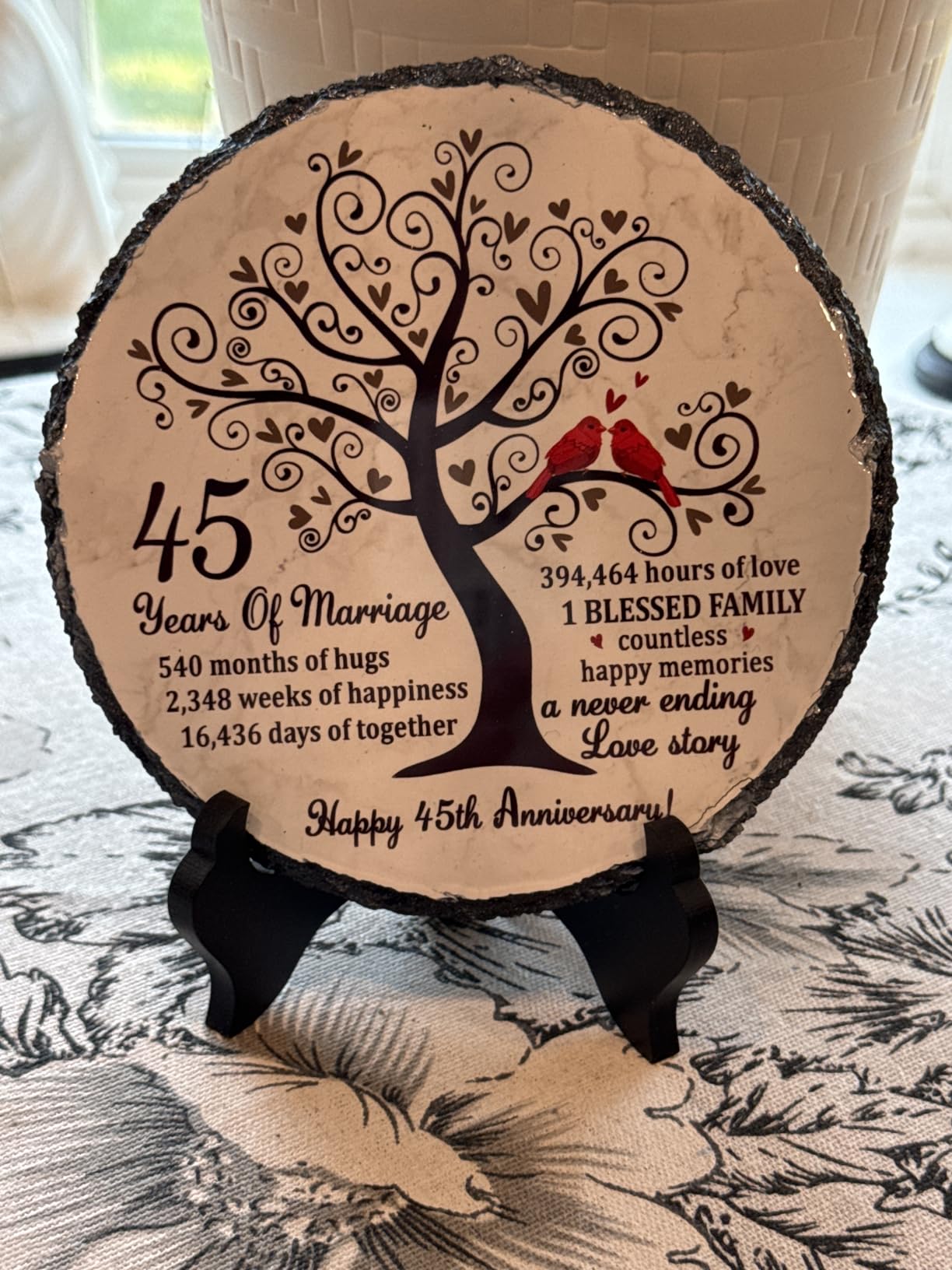 15th Wedding Anniversary Slate Plate – Crystal Anniversary Wedding Gifts for Couple or Parents – Unique 15 Years of Marriage Celebration Decoration – 5.9 inches Plaque, Keepsake - Customer Photo 1