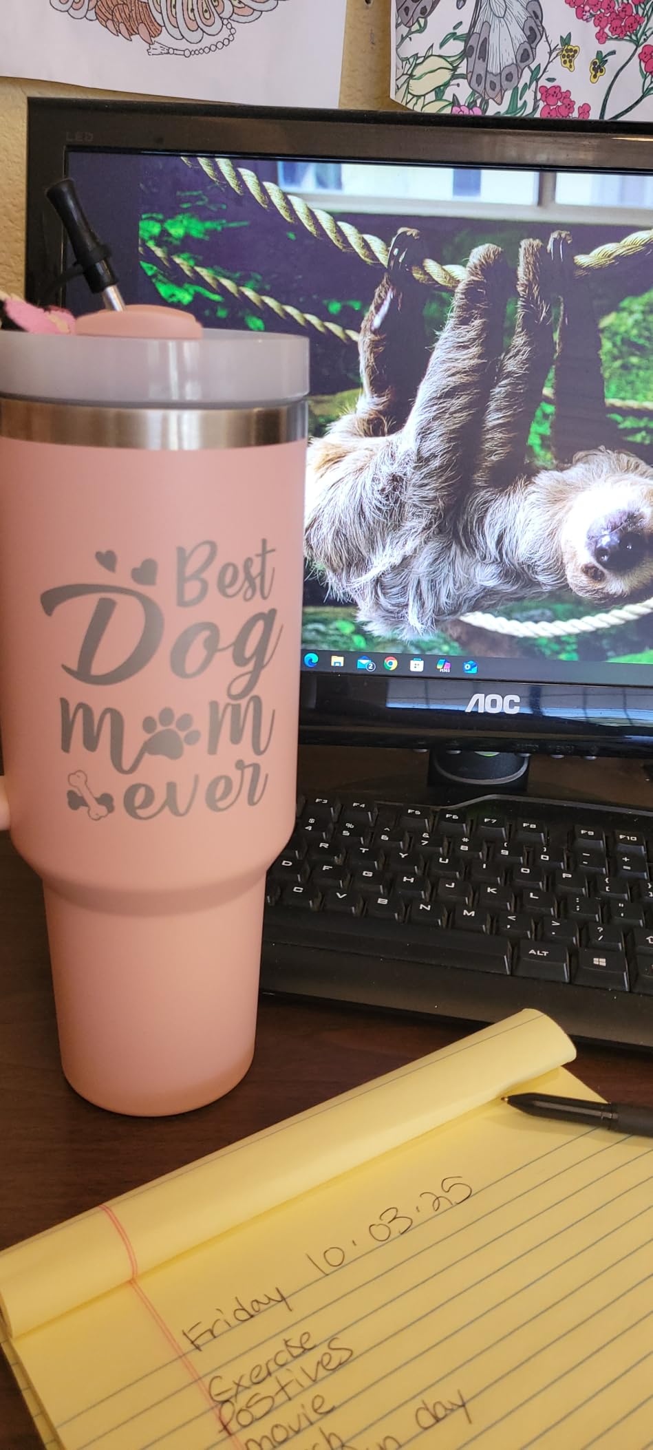 Cat Mom Gifts for Women - Cat Gifts for Women - Cats Lover Gift for Woman - Mothers Day Gift for Cats Lovers, Lady - 40 oz Travel Cup Insulated Tumbler with Handle & Straw - Customer Photo 1