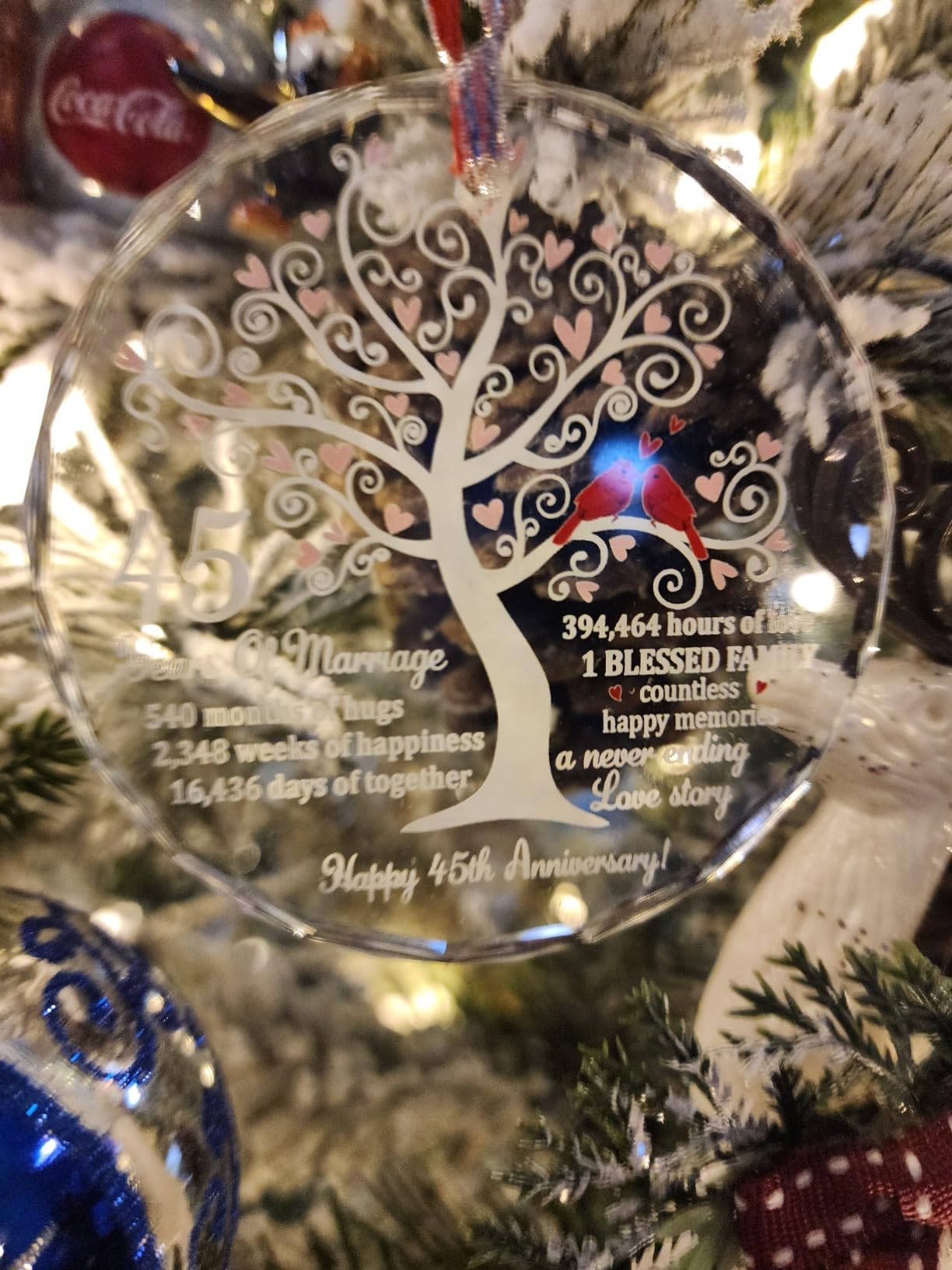 40th Wedding Anniversary Glass Ornament – Ruby for Parents, Couple, Wife, Husband – Unique 40 Year Marriage Keepsake, Ruby Anniversary Christmas Decoration - Customer Photo 1
