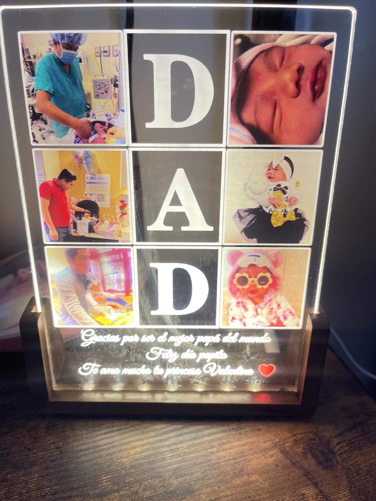 Personalized Christmas Gifts for Aunt from Niece Nephew, Customized Acrylic Plaque LED Walnut Photos Frame with Night Light, Mothers Day, Birthday Gifts Idea for Aunt Women - Customer Photo 2