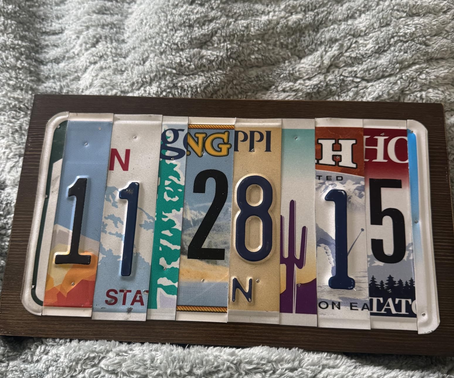 Personalized License Plate Date Sign – Custom Anniversary Sign – Handmade from Real Cut License Plates – Wedding, 10th Anniversary (Tin/Aluminum), Birthday & Special Occasion Décor - Customer Photo 1