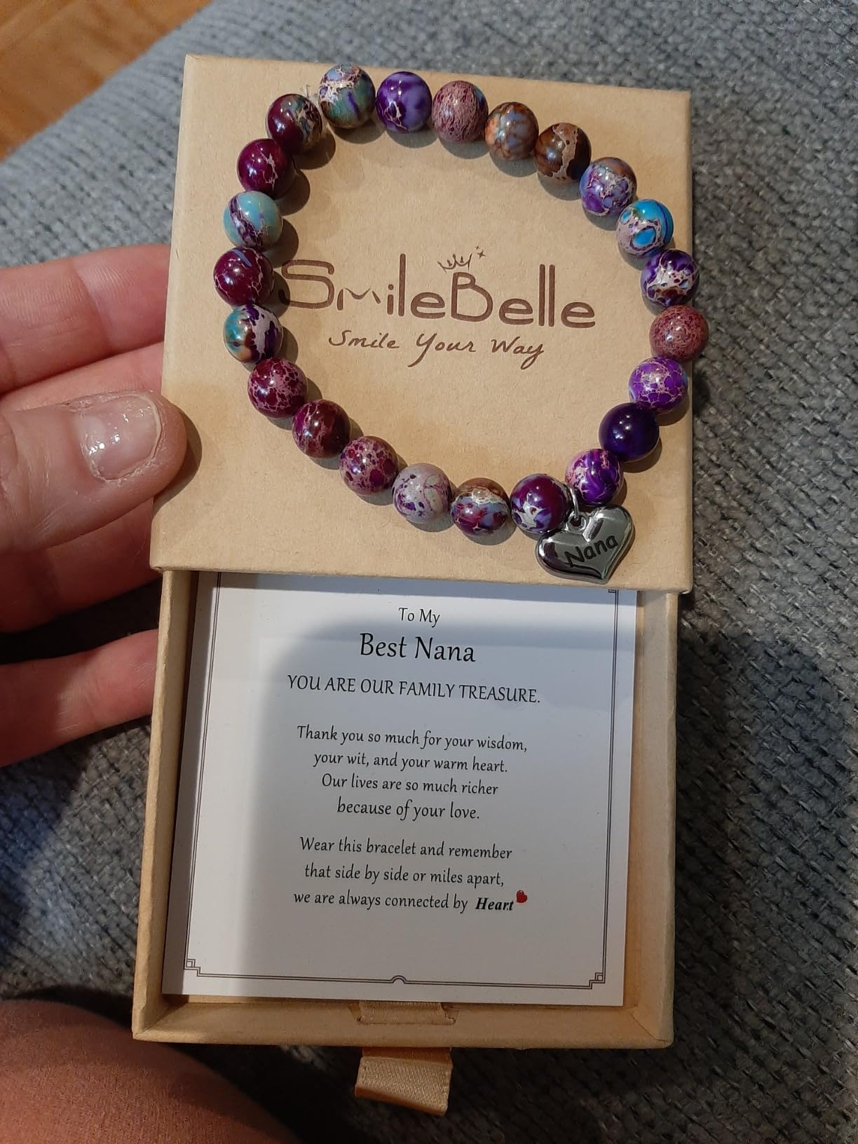 SmileBelle Christmas Gifts for Mom Nana Dog Mom, Nana Gifts Nature Stone Moms Bracelets from Daughter or Son, Dog Lover Bracelet as Stocking Stuffers for Women, Grandma Jewelry Mother Birthday Gifts - Customer Photo 1