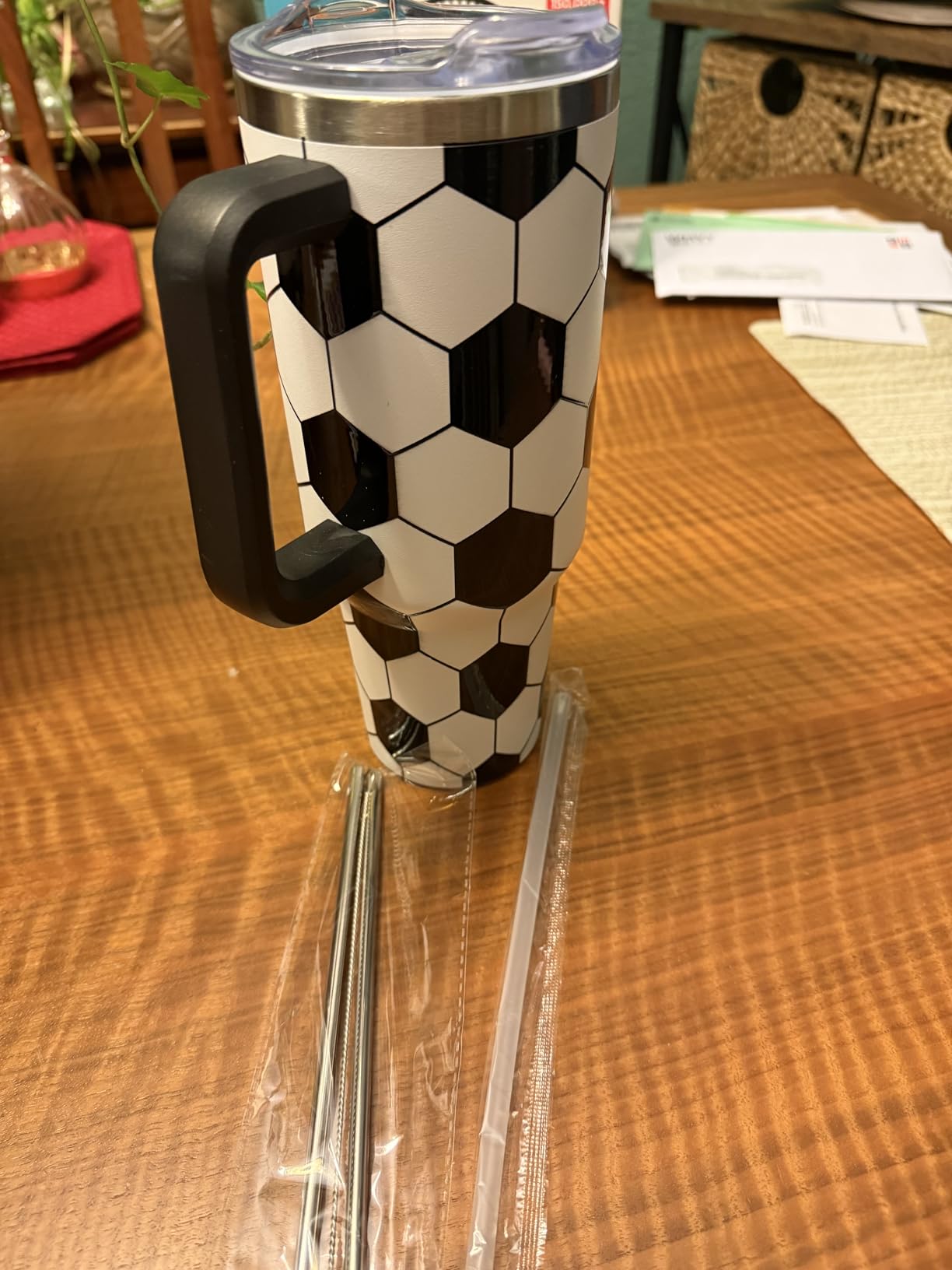 40oz Soccer Tumbler with Handle Soccer Gifts Stuff for Men Girls Boys Gift for Coach Lovers Fan Mom Tumblers Stainless Steel Cup - Customer Photo 1