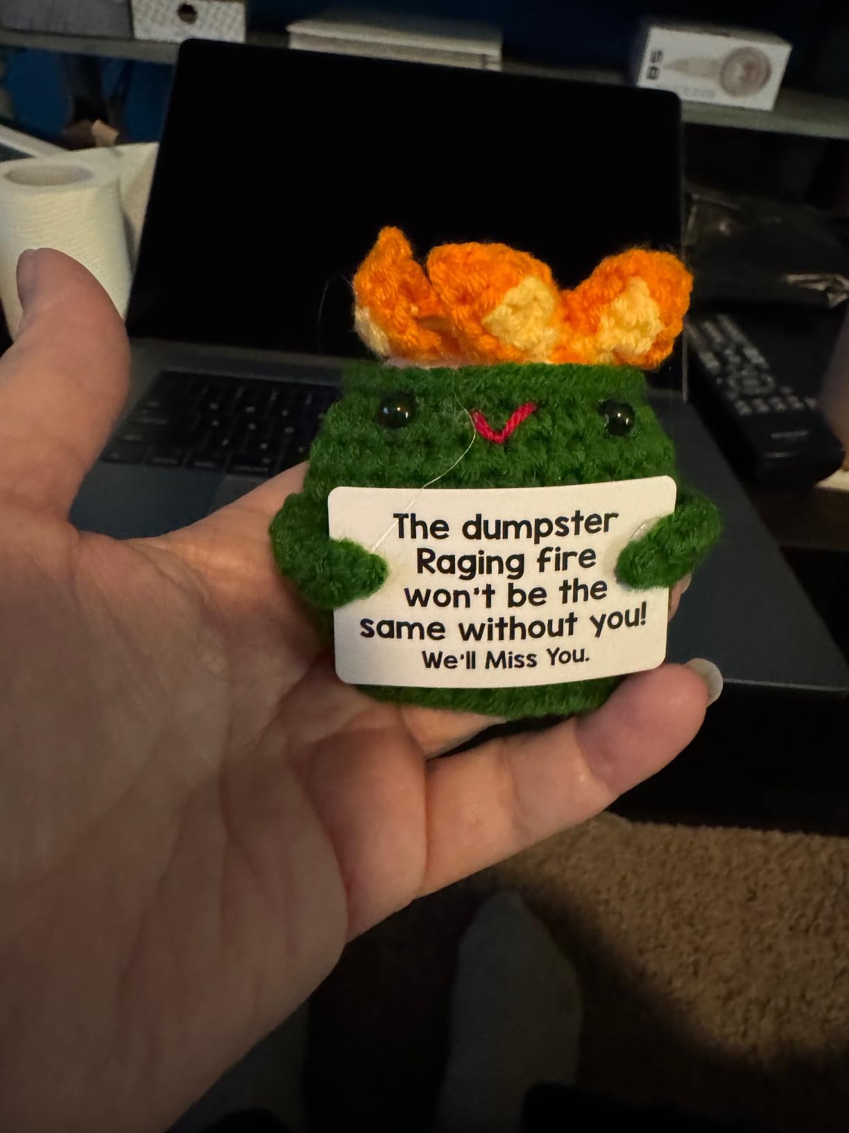 Positive Crochet Dumpster Emotional Fire Christmas Stocking Stuffers Thank You Birthday Retirement for Women Men Chaos Coordinator Office Funny Gag Boss Lady Gifts Going Away Farewell for Coworkers - Customer Photo 2