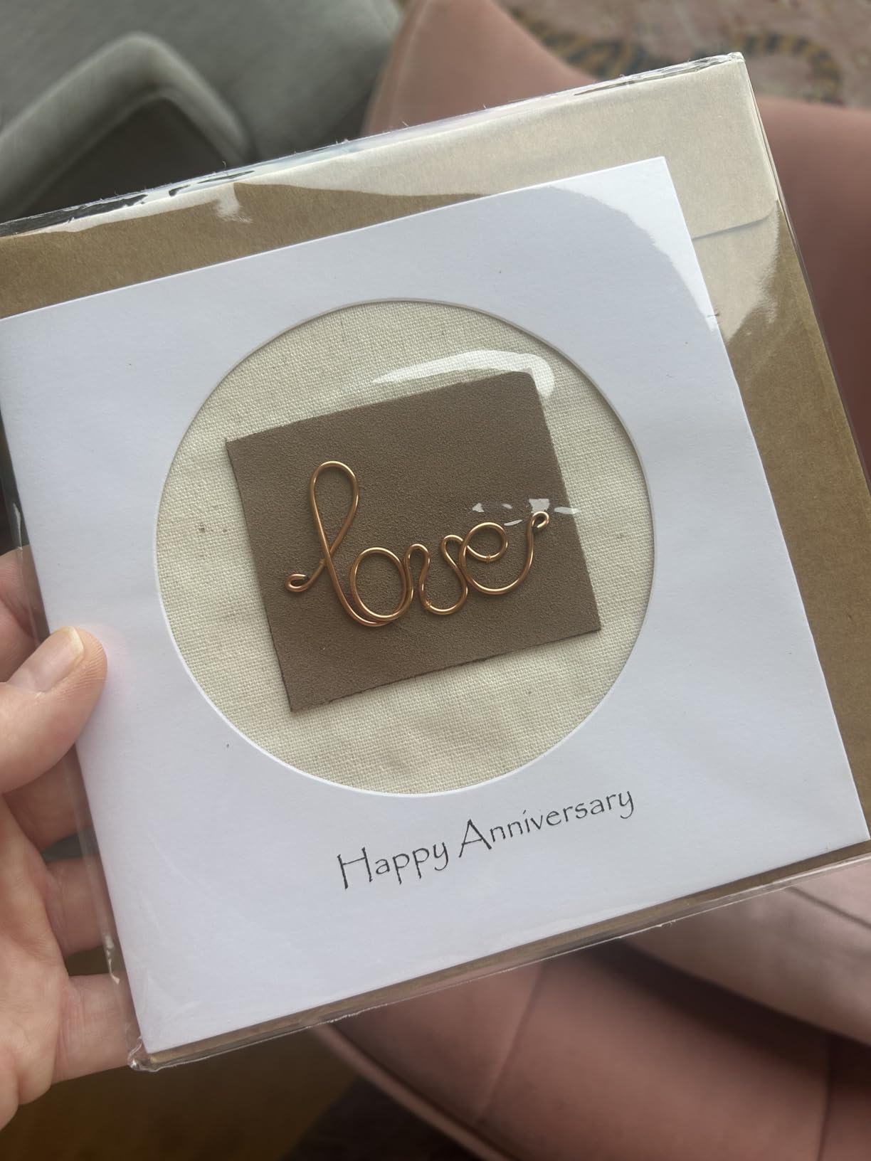 Camellia Bees 4th Wedding Anniversary card, Handmade linen anniversary card, fruits and flowers theme card for husband, wife, couple, fourth year (4th) - Customer Photo 1